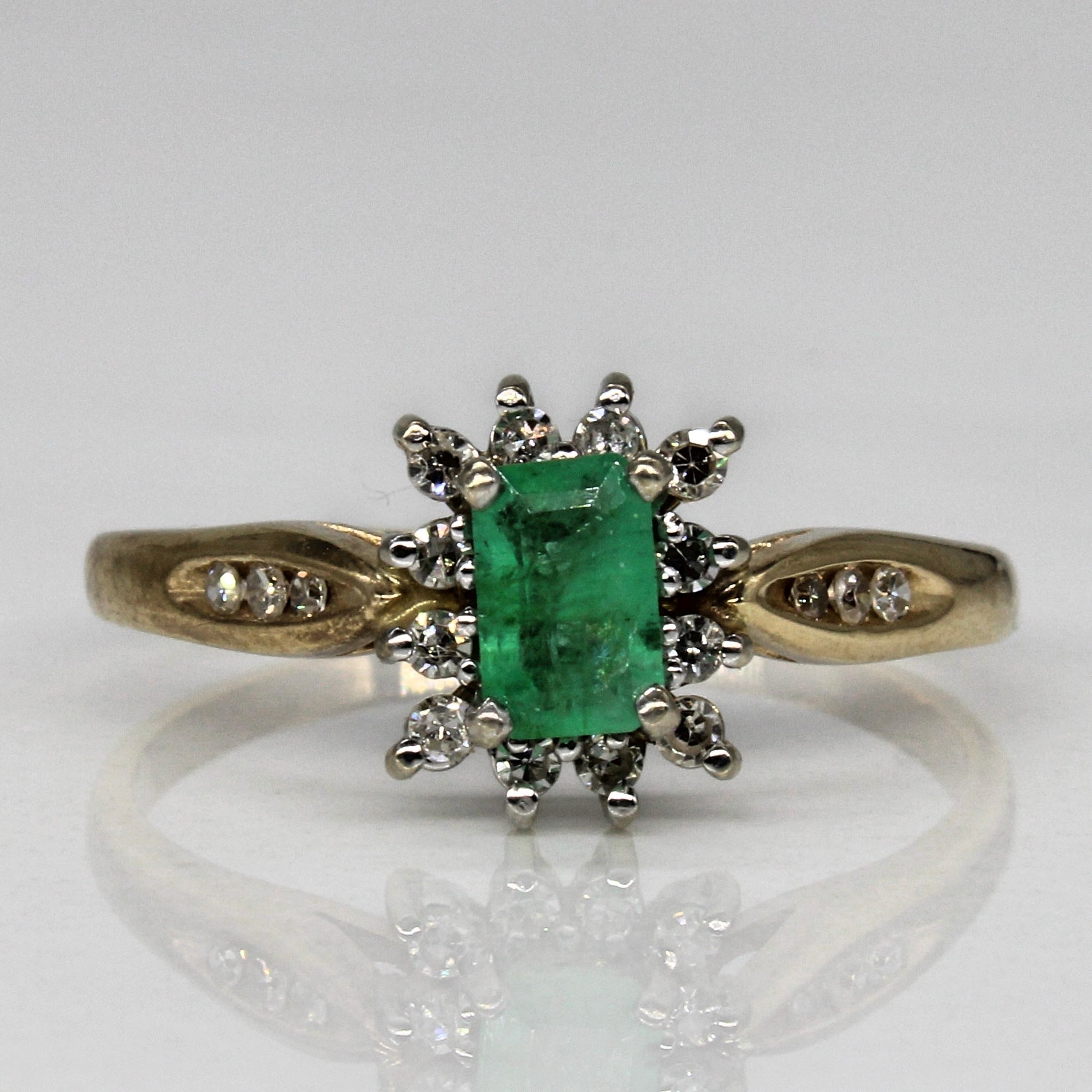 Emerald & Diamond Halo Ring | 0.48ct, 0.21ctw | SZ 10.25 |