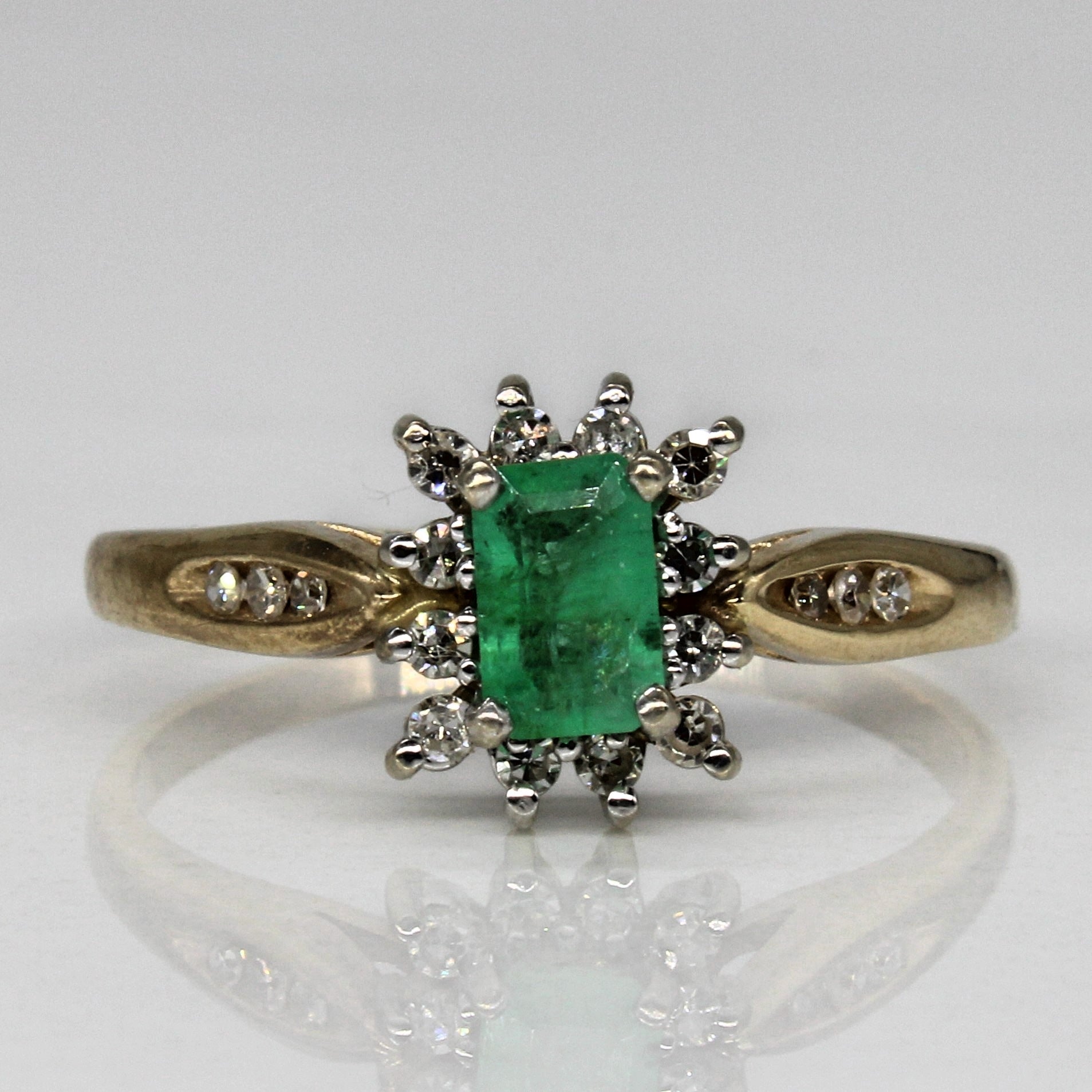 Emerald & Diamond Halo Ring | 0.48ct, 0.21ctw | SZ 10.25 | – 100 Ways