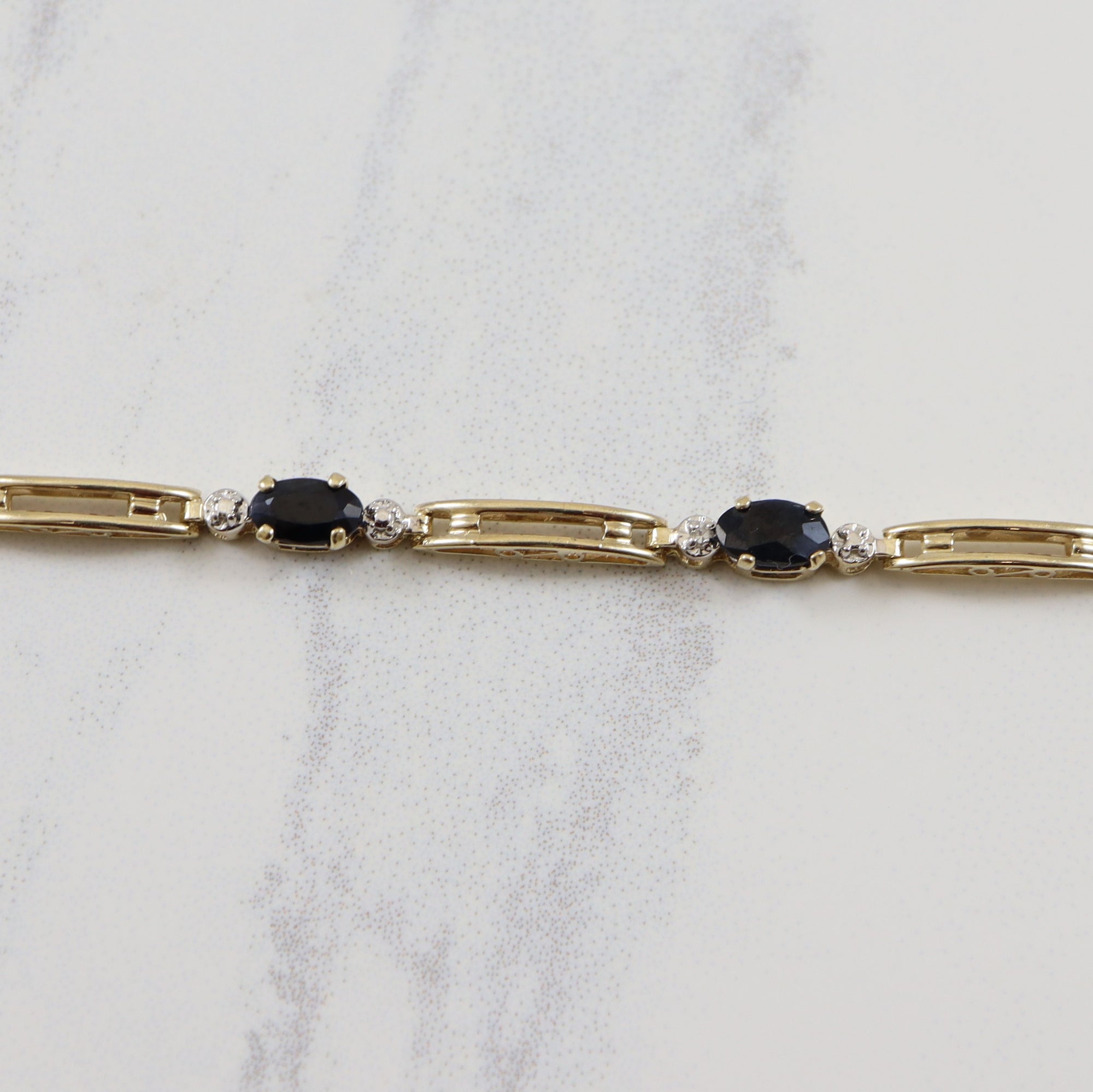10k Yellow Gold Sapphire & Diamond Bracelet | 1.45ctw, 0.005ctw | 7