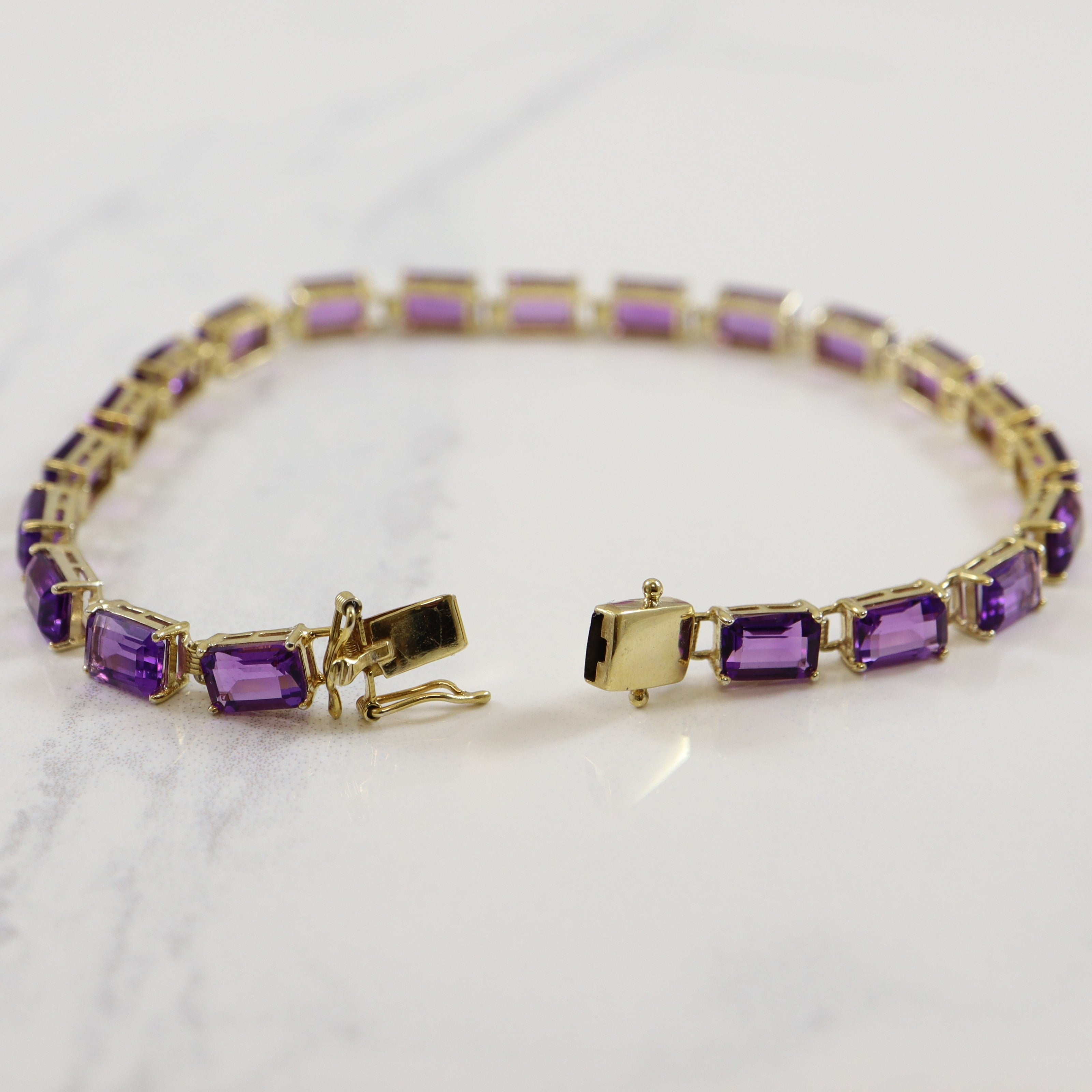 Emerald Cut Amethyst Bracelet | 10.50ctw | 7.5" |