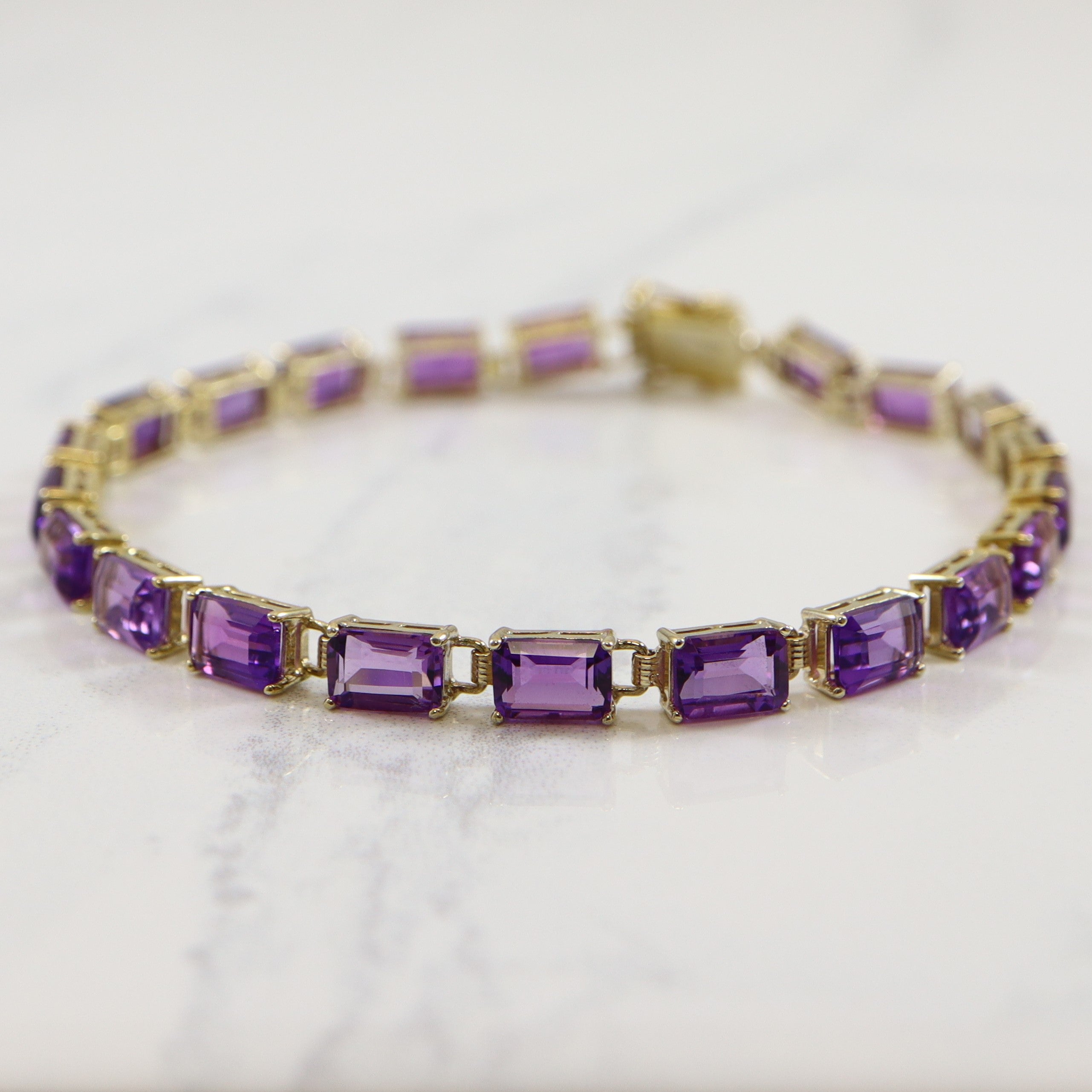 Emerald Cut Amethyst Bracelet | 10.50ctw | 7.5" |