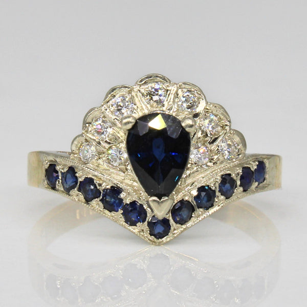 Fanned Sapphire & Diamond Chevron Ring | 0.72ctw, 0.15ctw | SZ 5.5 |