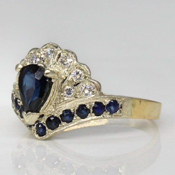Fanned Sapphire & Diamond Chevron Ring | 0.72ctw, 0.15ctw | SZ 5.5 |