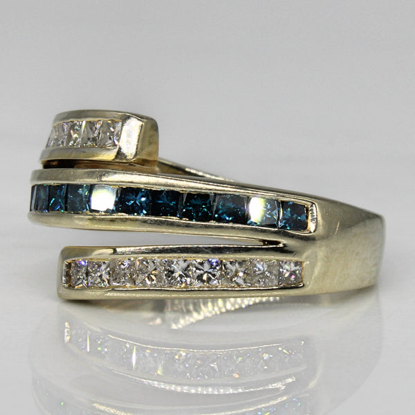 Blue & White Diamond Bypass Ring | 1.14ctw | SZ 9.5 |