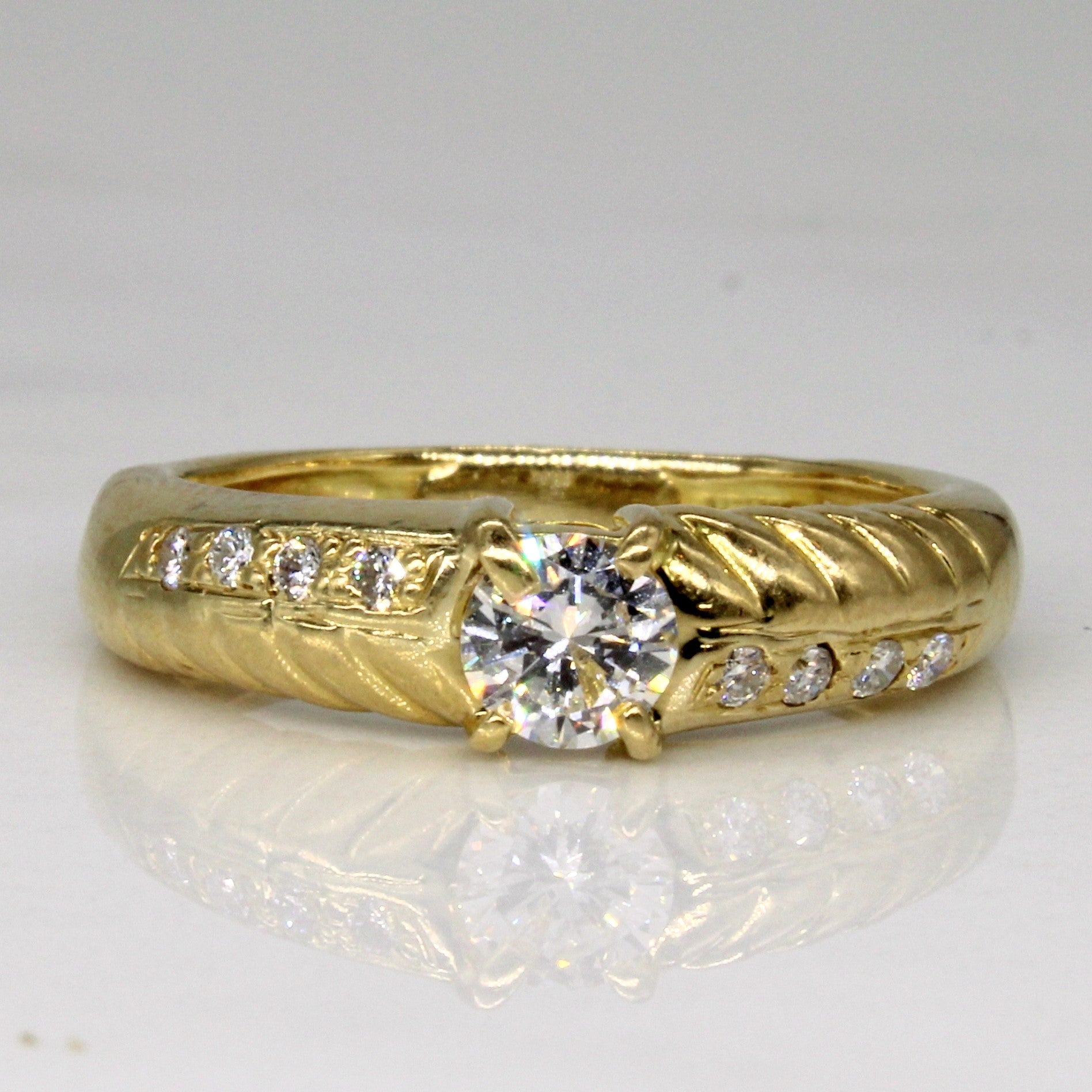 Offset Diamond Detailed Engagement Ring | 0.33ctw | SZ 5.5 |