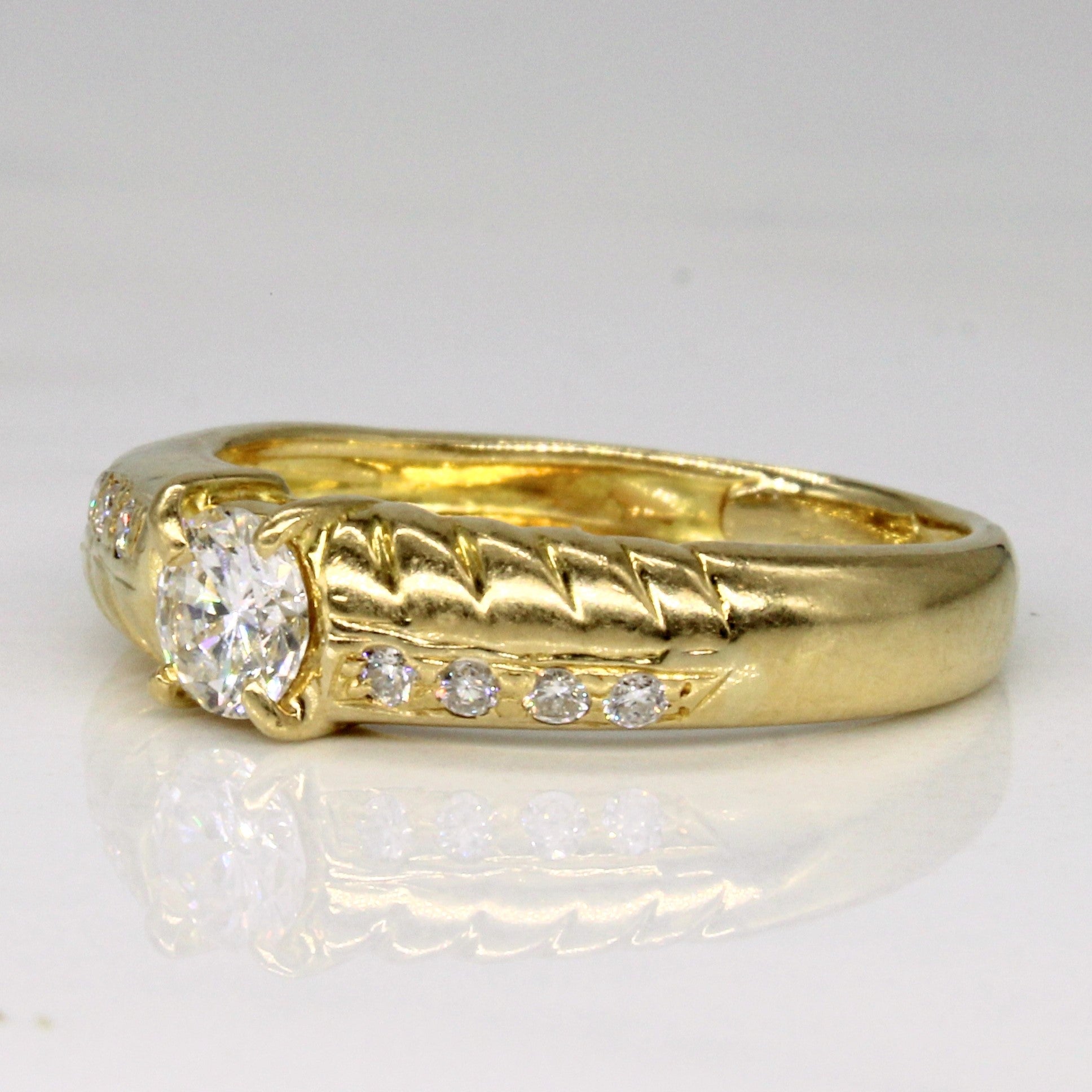 Offset Diamond Detailed Engagement Ring | 0.33ctw | SZ 5.5 |