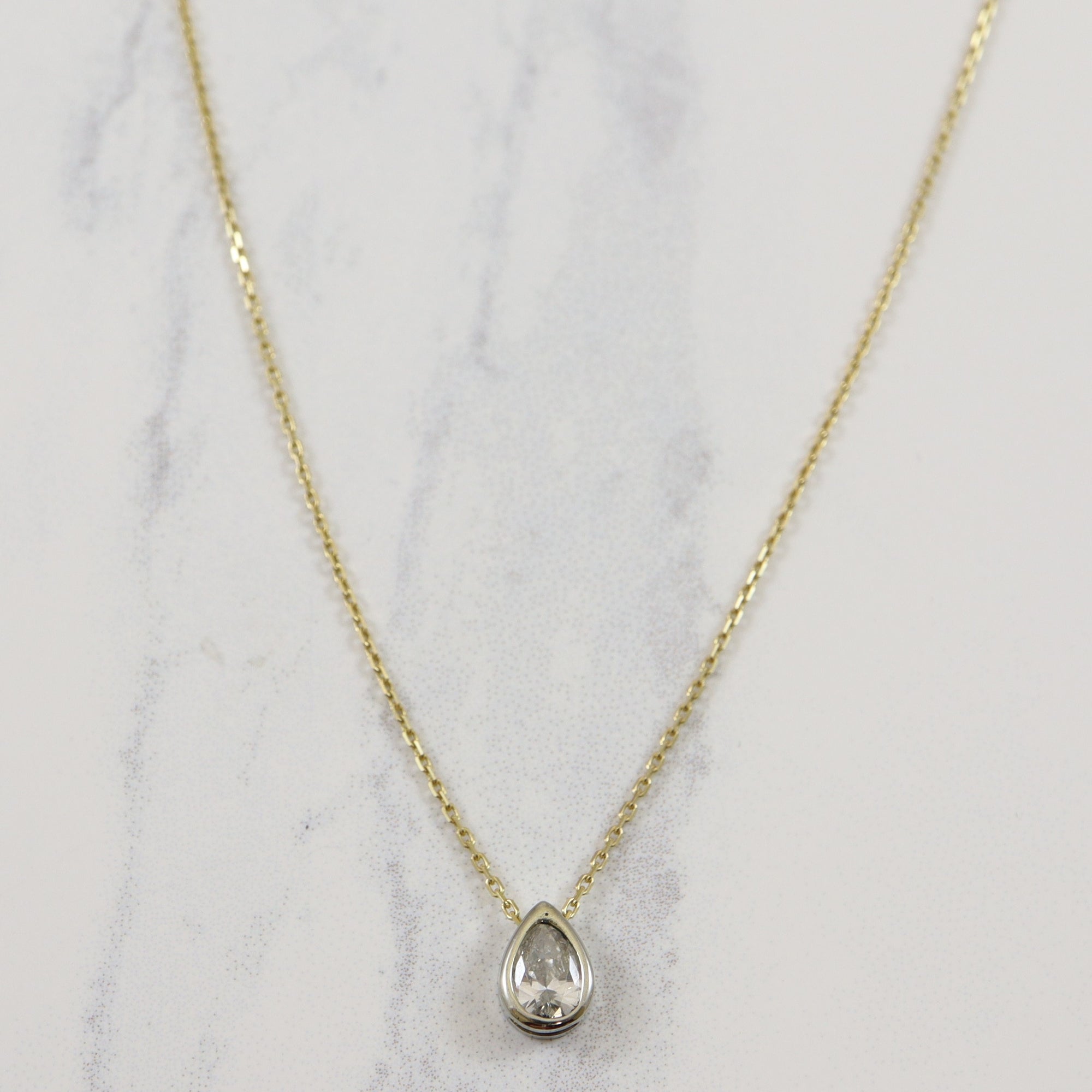 Floating Pear Cut Diamond Necklace | 0.51ct | 16