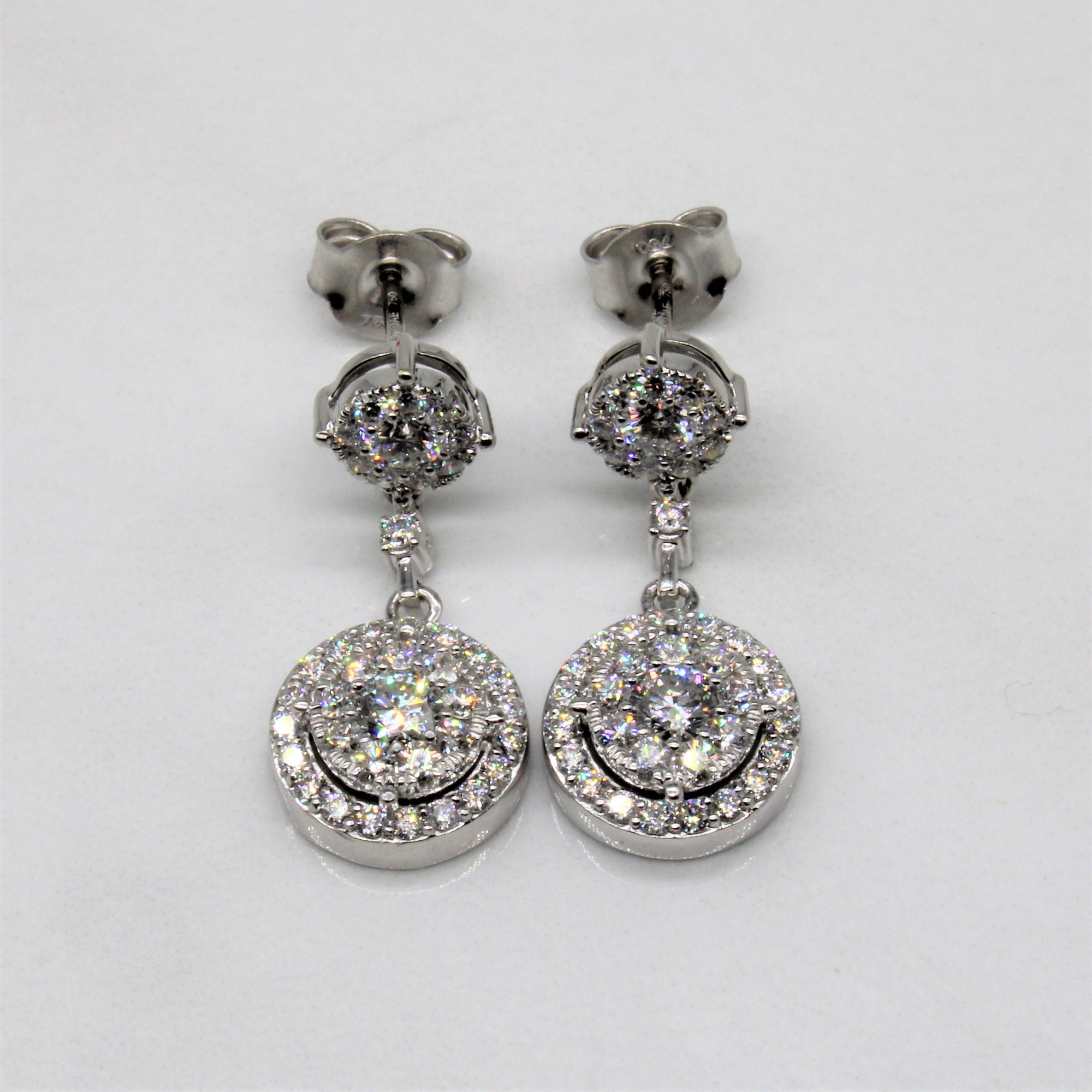 Double Halo Diamond Drop Earrings | 1.00ctw |