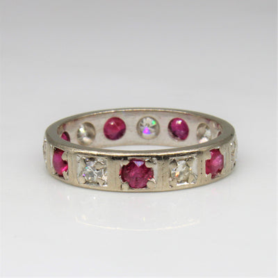Synthetic Ruby & Diamond Eternity Band | 0.50ctw, 0.21ctw | SZ 4.25 |