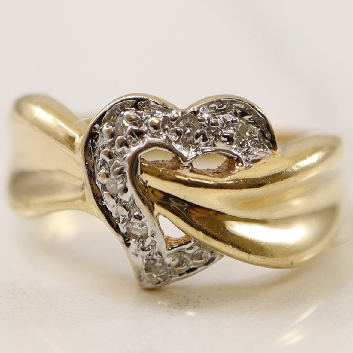 Diamond Heart Bypass Ring | 0.15ctw | SZ 6.75 |