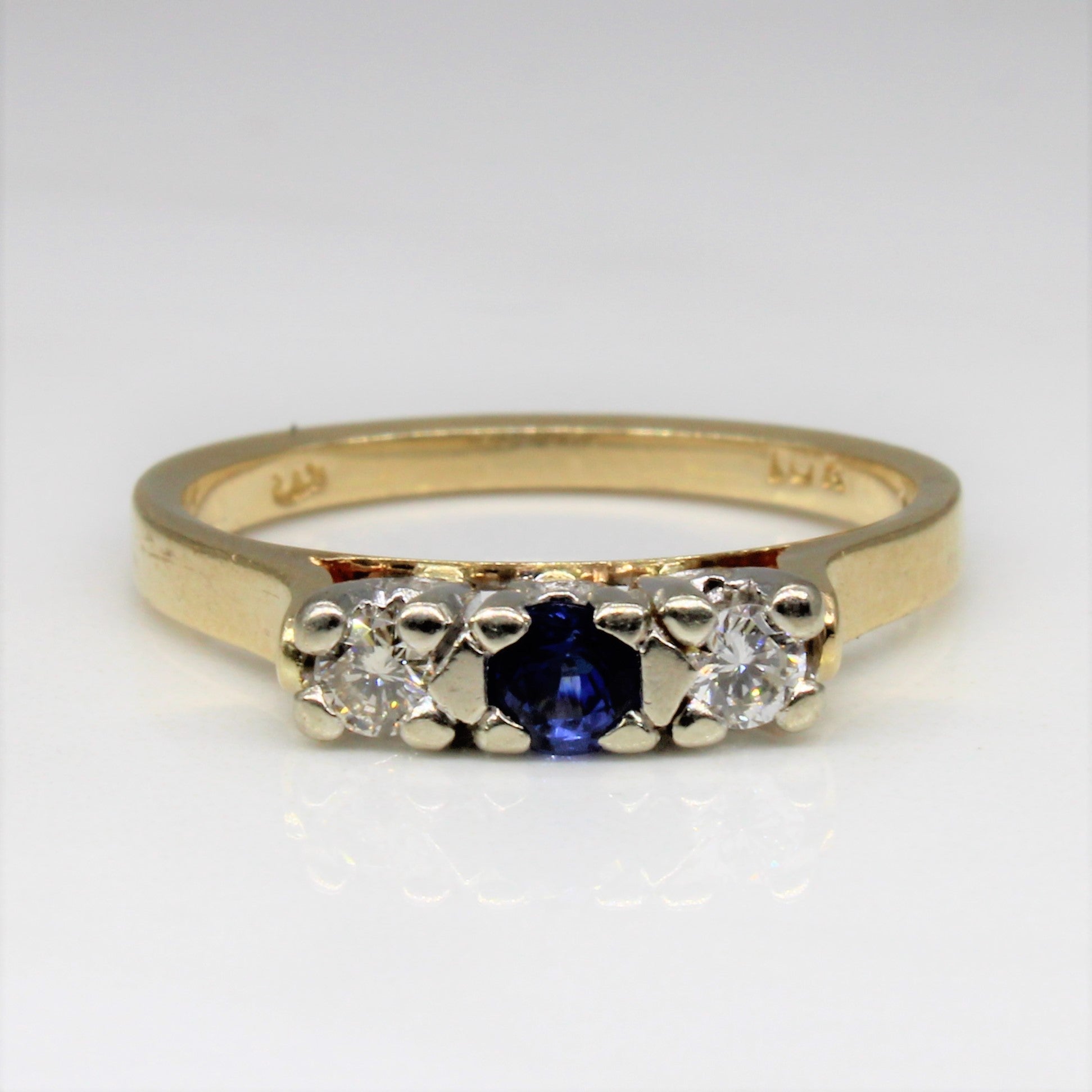 Diamond & Sapphire Three Stone Ring | 0.15ctw, 0.13ct | SZ 5.5 |
