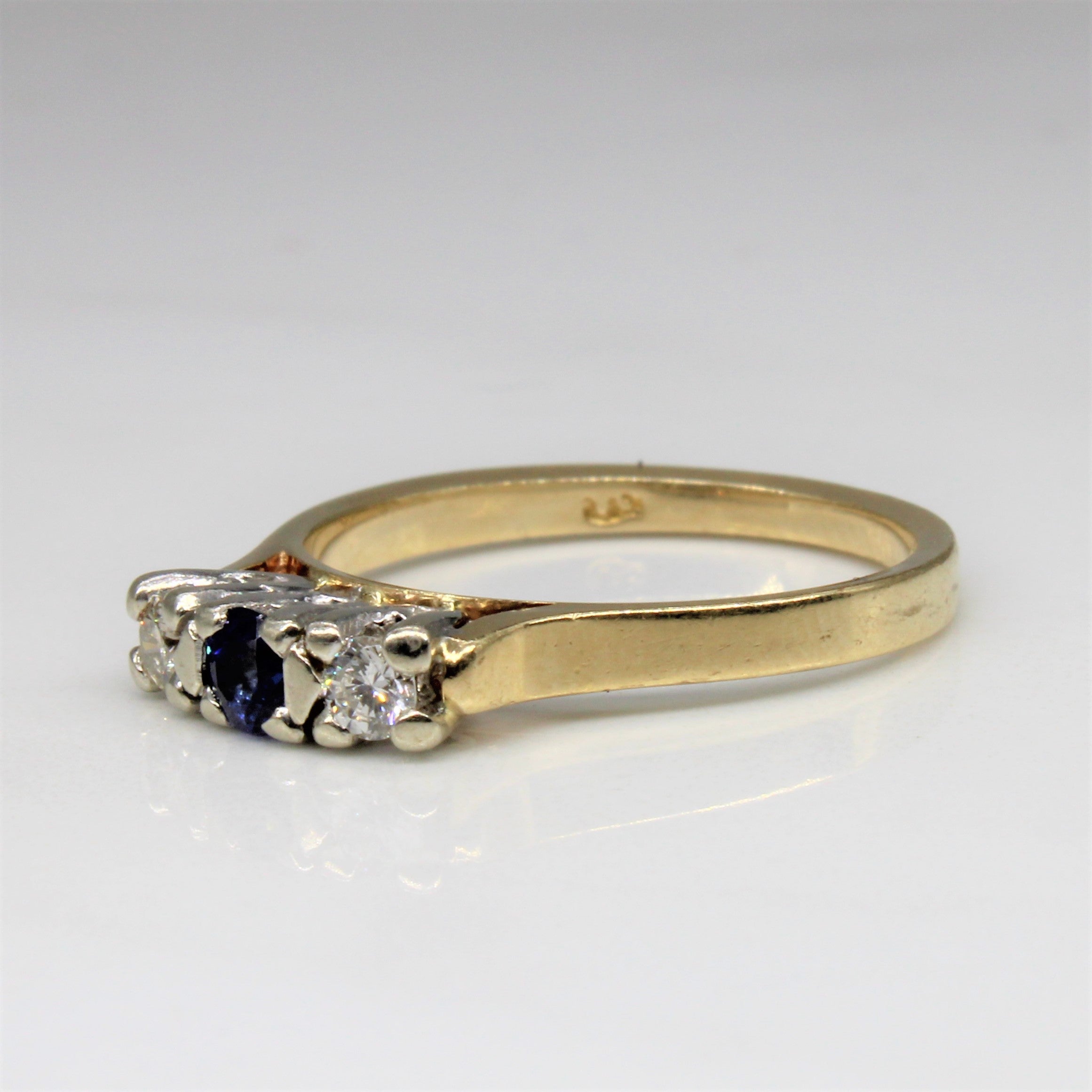 Diamond & Sapphire Three Stone Ring | 0.15ctw, 0.13ct | SZ 5.5 |