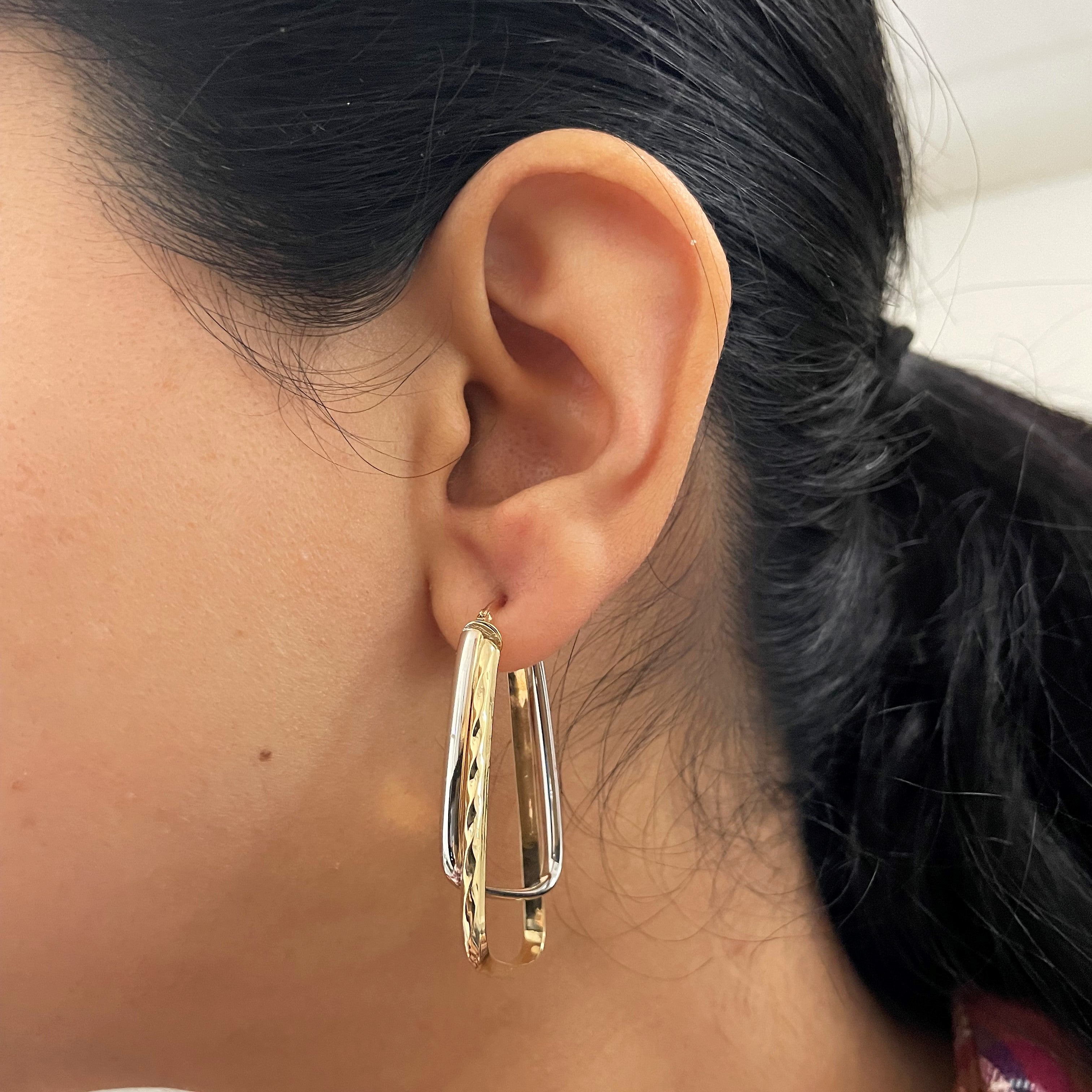 Two Tone Angled Hoops |