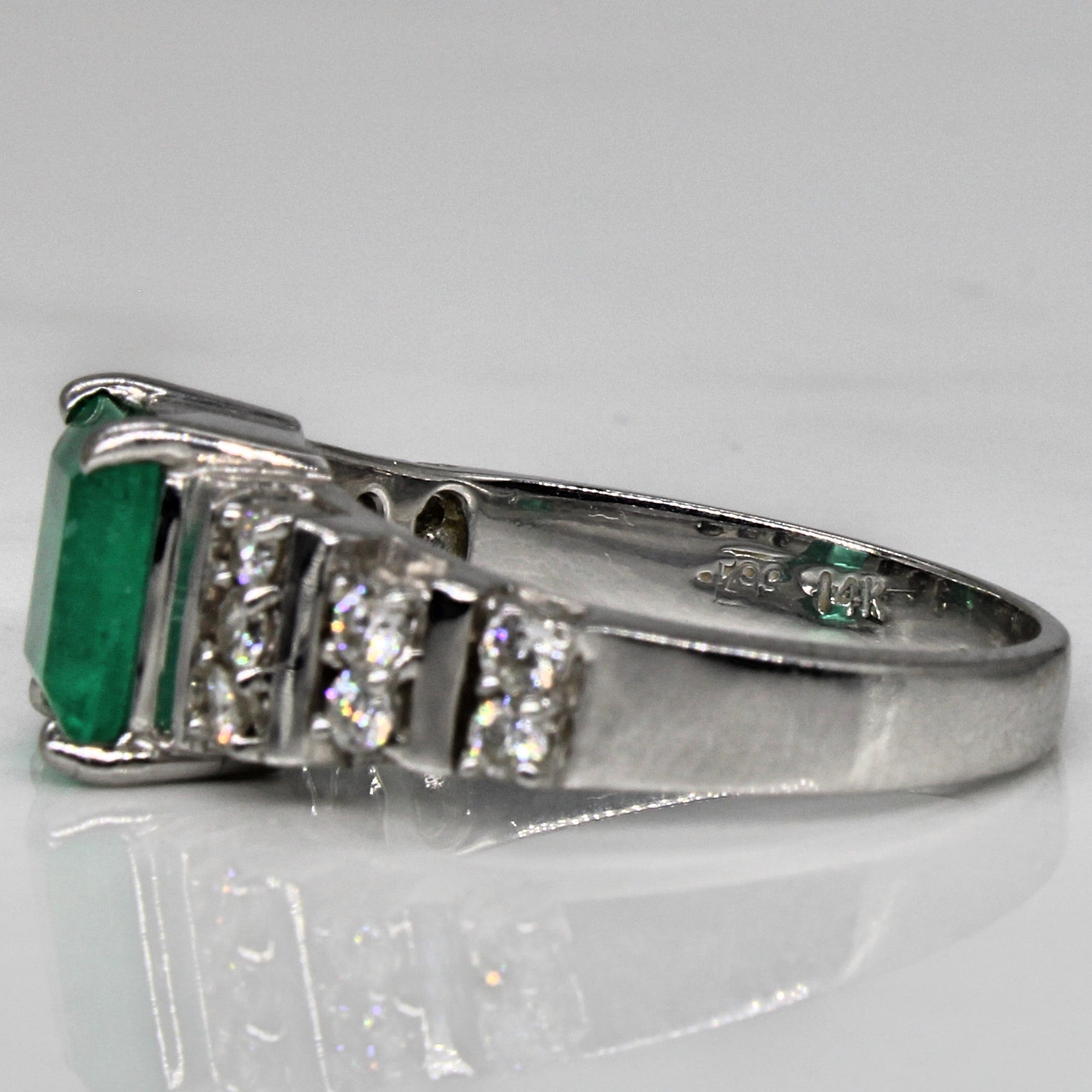 Colombian Emerald & Diamond Ring | 1.40ct, 0.56ctw | SZ 8 |