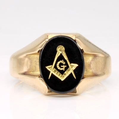 Birks' Black Onyx Free Masons Ring | 1.25ct | SZ 8 |