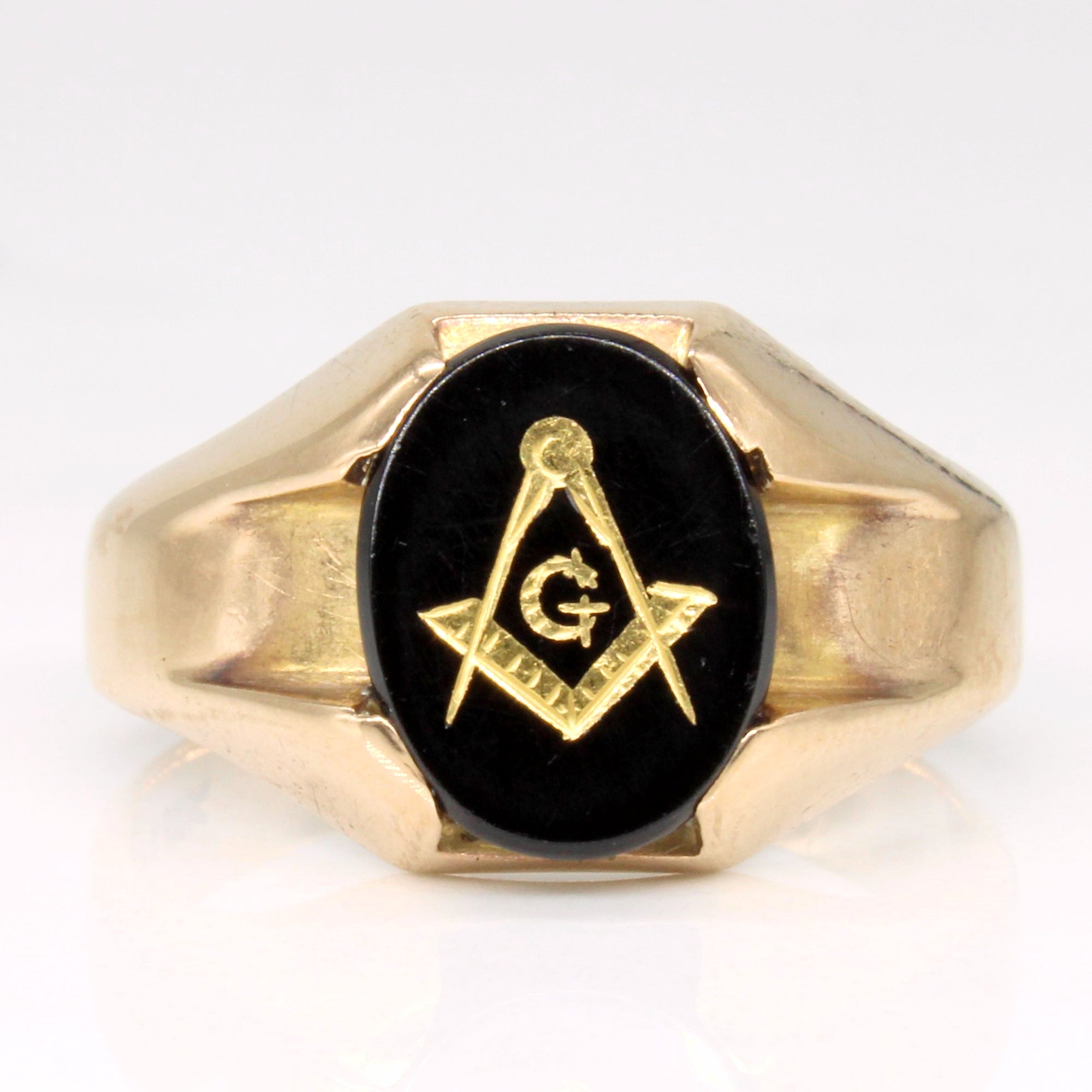 Birks' Black Onyx Free Masons Ring | 1.25ct | SZ 8 |