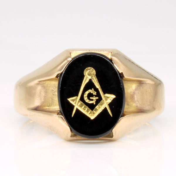 Birks' Black Onyx Free Masons Ring | 1.25ct | SZ 8 |