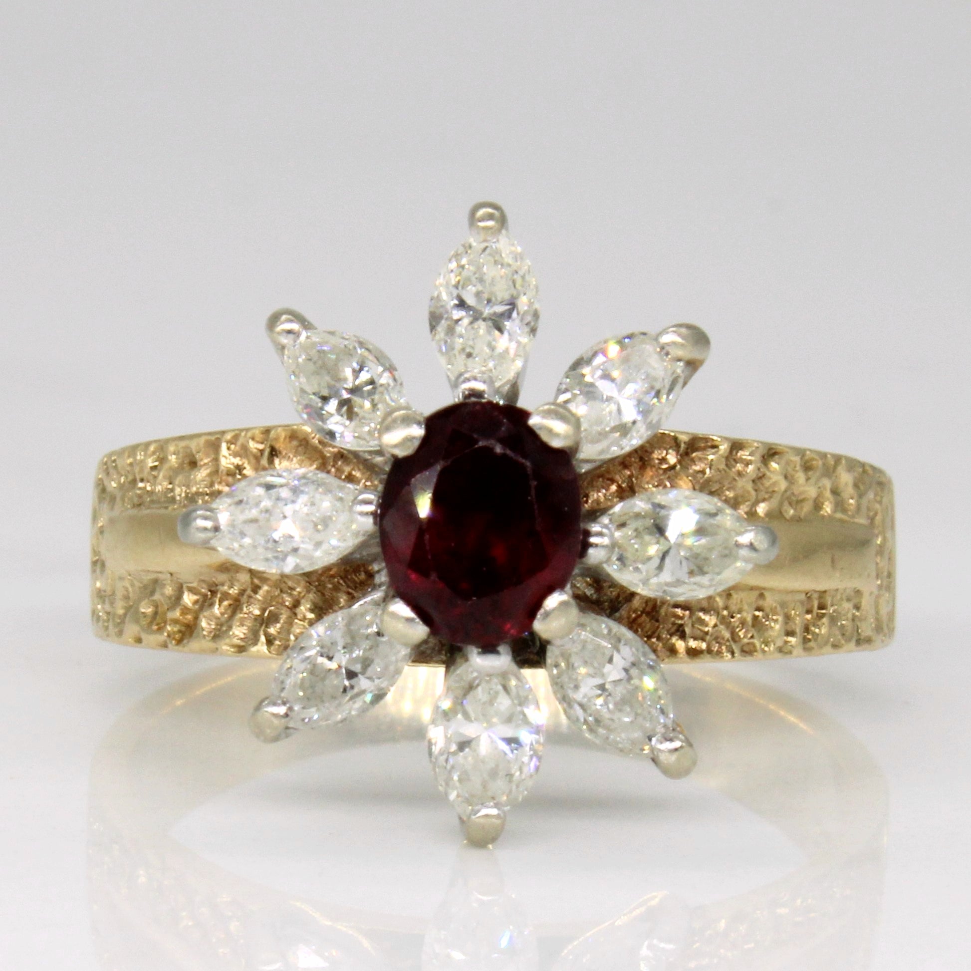 Diamond & Ruby High Set Cocktail Ring | 0.88ctw, 0.80ct | SZ 8.25 |