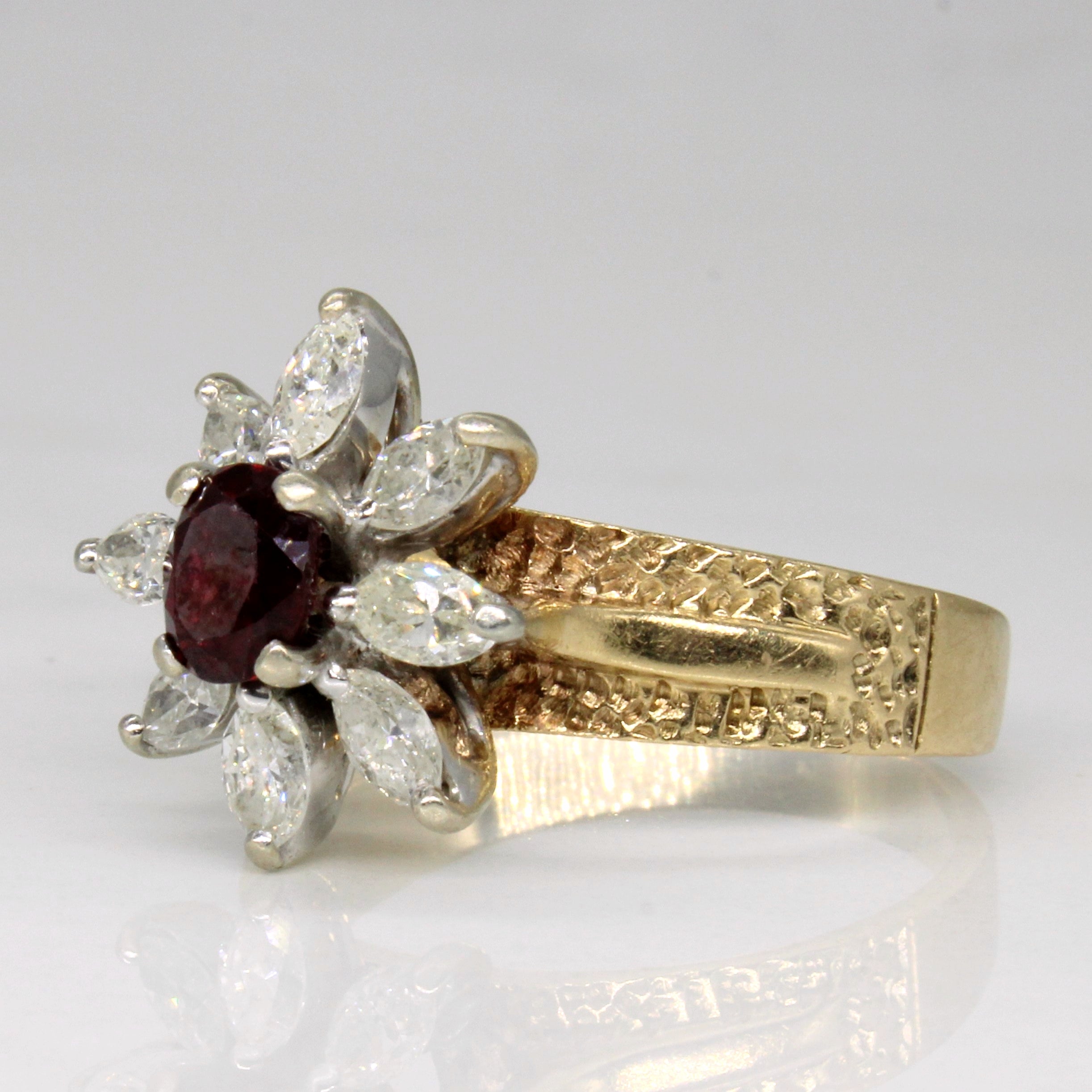 Diamond & Ruby High Set Cocktail Ring | 0.88ctw, 0.80ct | SZ 8.25 |