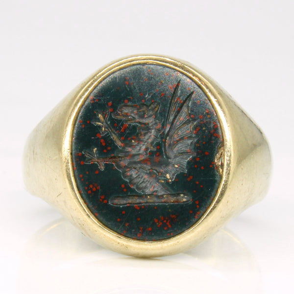 Bloodstone Carved Intaglio Ring | 2.70ct | SZ 7 |