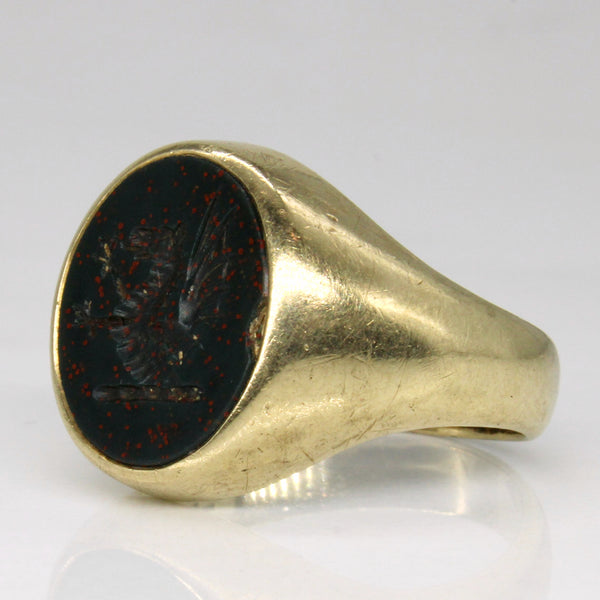 Bloodstone Carved Intaglio Ring | 2.70ct | SZ 7 |