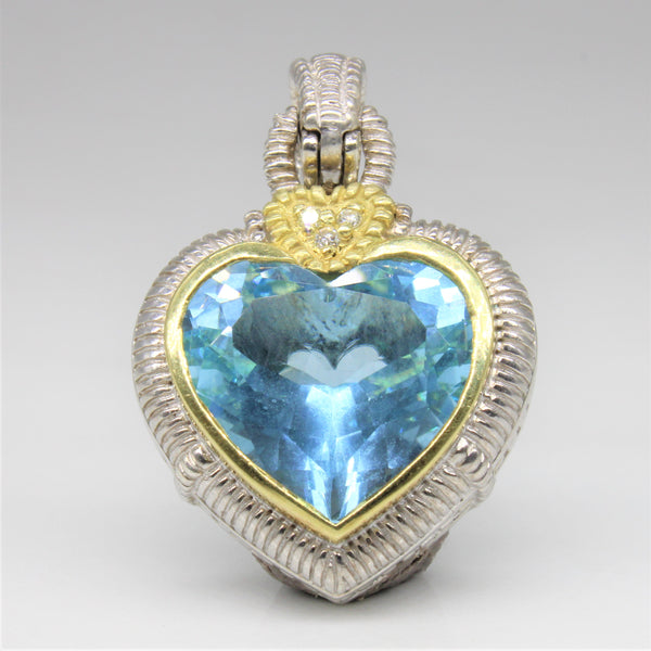 'Judith Ripka' Blue Topaz & Diamond Heart Pendant | 10.00ct, 0.03ctw |