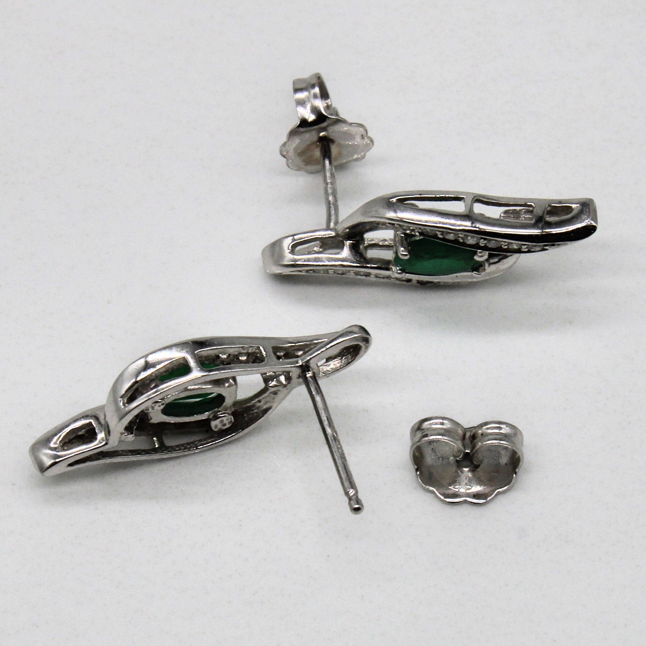 Boucles d'oreilles émeraudes et diamants | 0,36 ct, 0,12 ct | 
