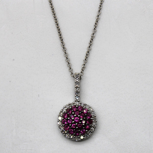 Synthetic Ruby & Diamond Necklace | 0.42ctw, 0.14ctw | 16