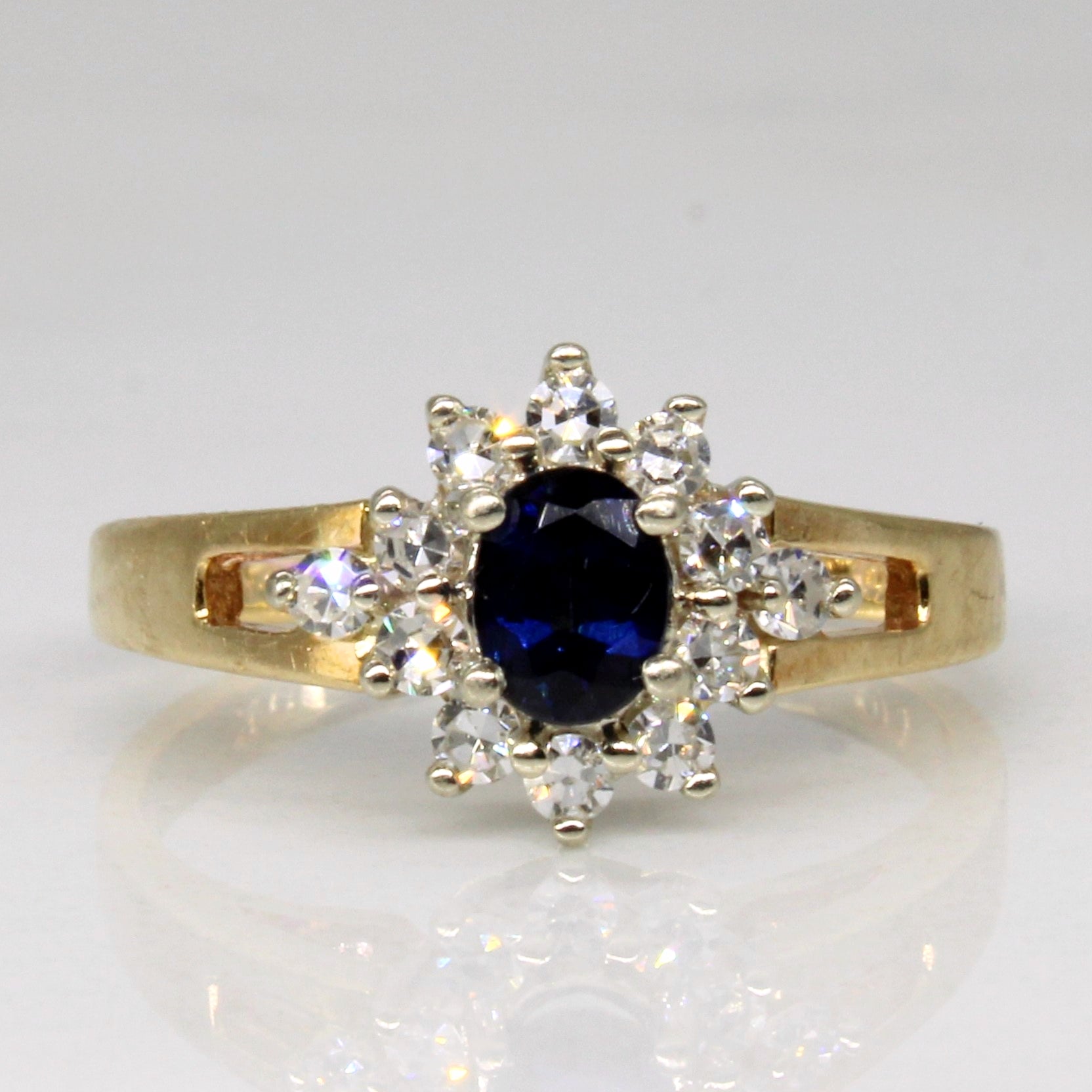 Sapphire & Diamond Cluster Set Ring | 0.25ct, 0.14ctw | SZ 2.5 |