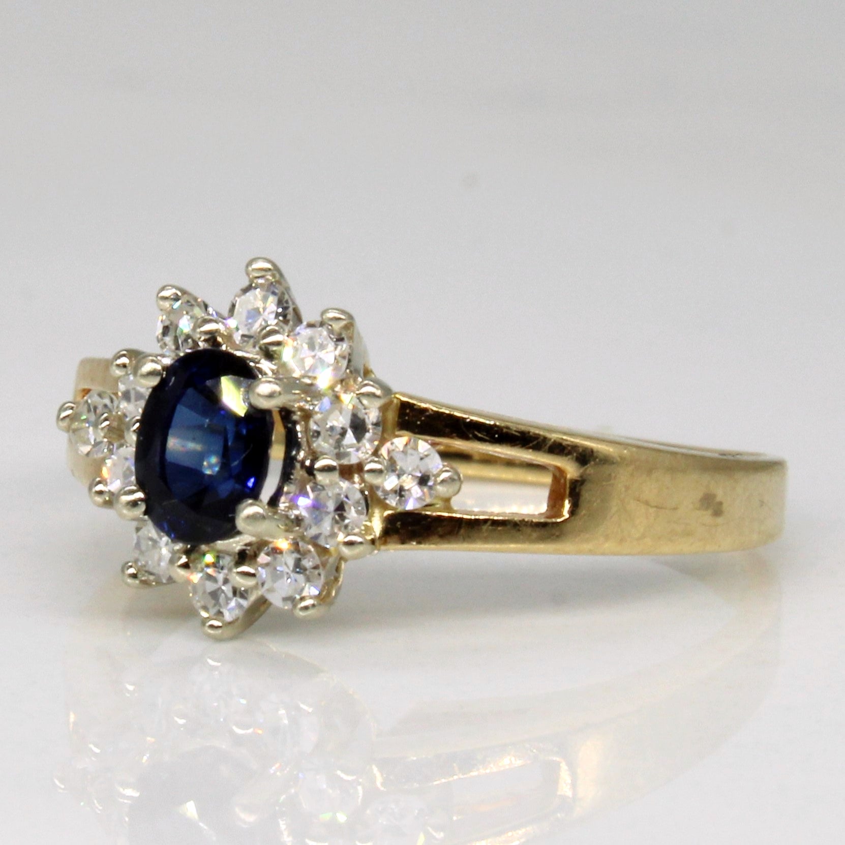 Sapphire & Diamond Cluster Set Ring | 0.25ct, 0.14ctw | SZ 2.5 |