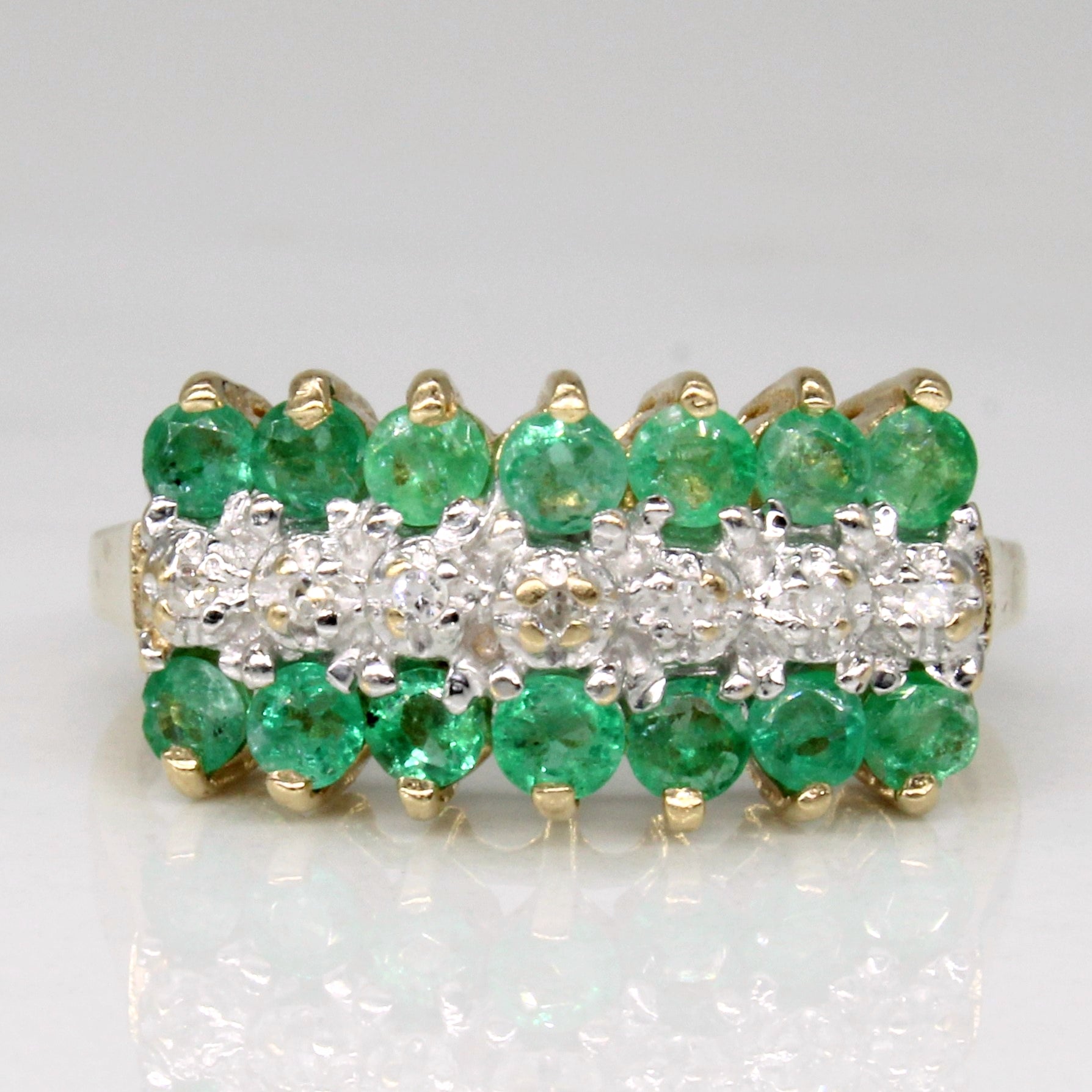 Emerald & Diamond Illusion Set Ring | 0.50ctw, 0.02ctw | SZ 6 |