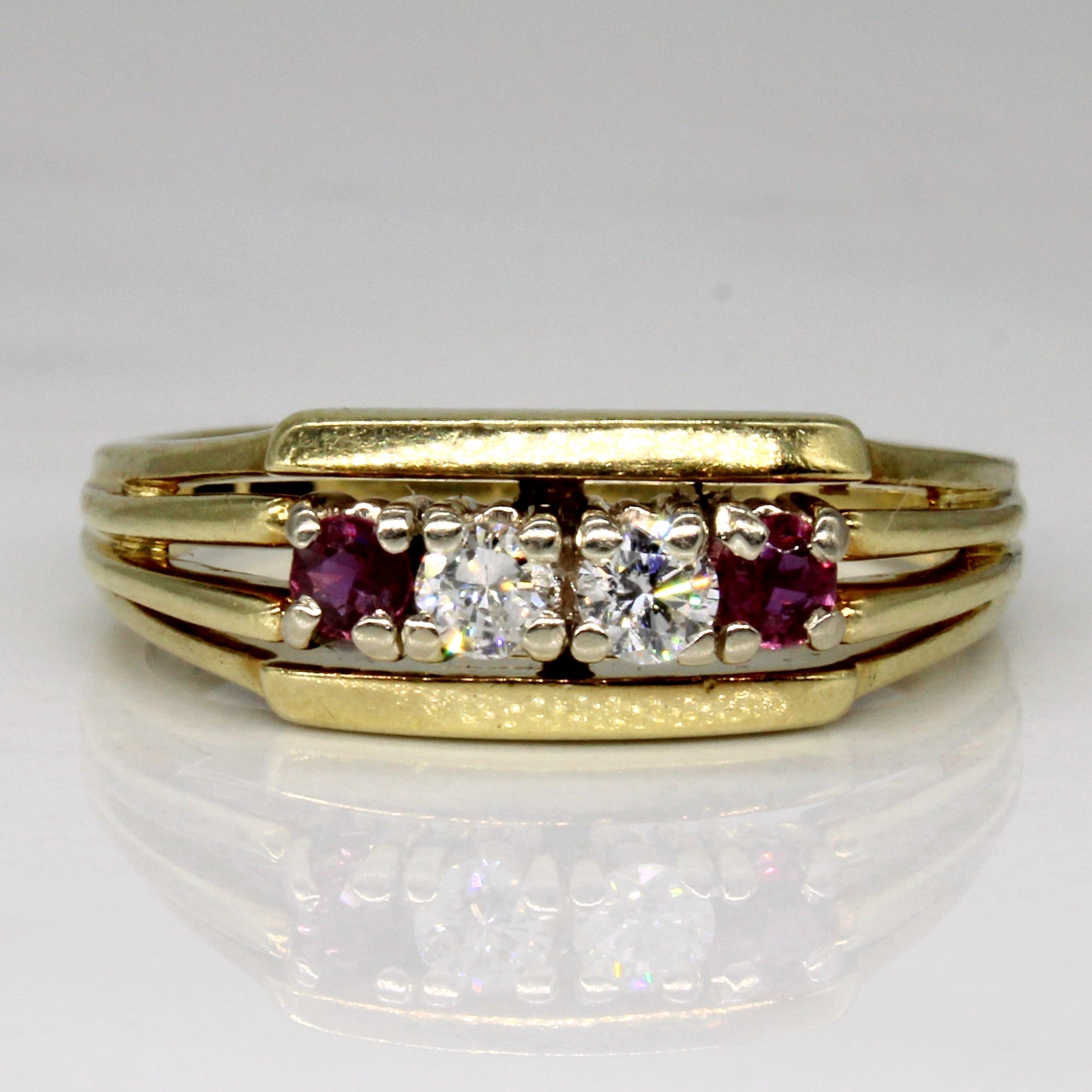 Diamond & Ruby High Set Ring | 0.17ctw, 0.16ctw | SZ 7.5 |