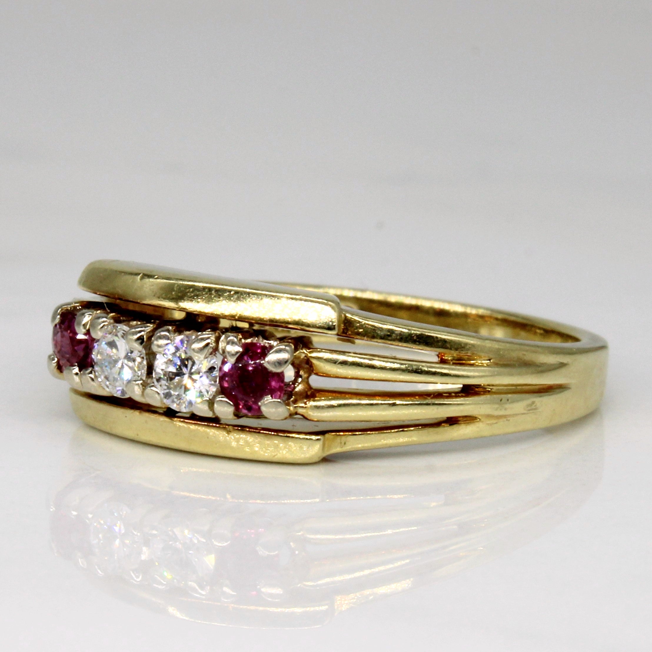 Diamond & Ruby High Set Ring | 0.17ctw, 0.16ctw | SZ 7.5 |