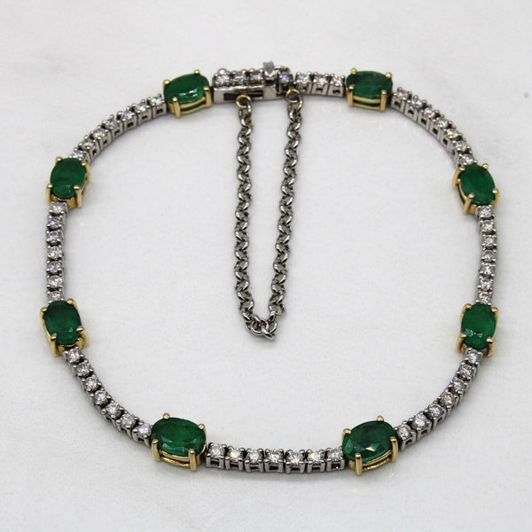 Emerald & Diamond Tennis Bracelet | 3.55ctw, 1.00ctw | 7