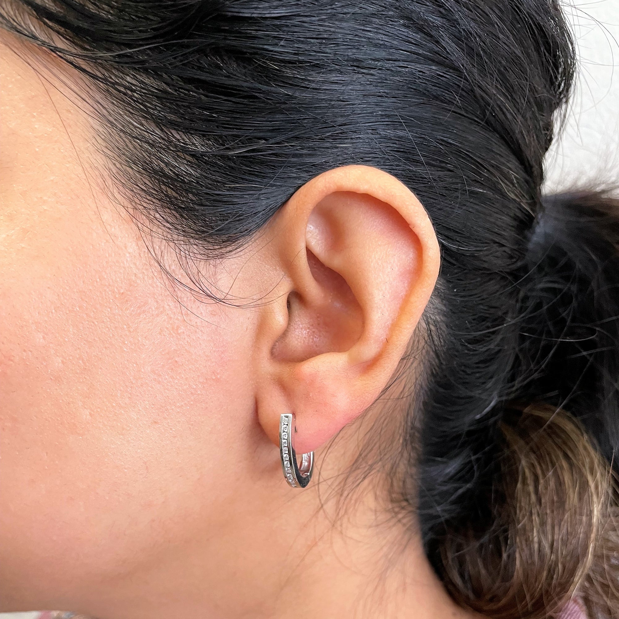 Channel Diamond Hoops Earrings | 0.28ctw |