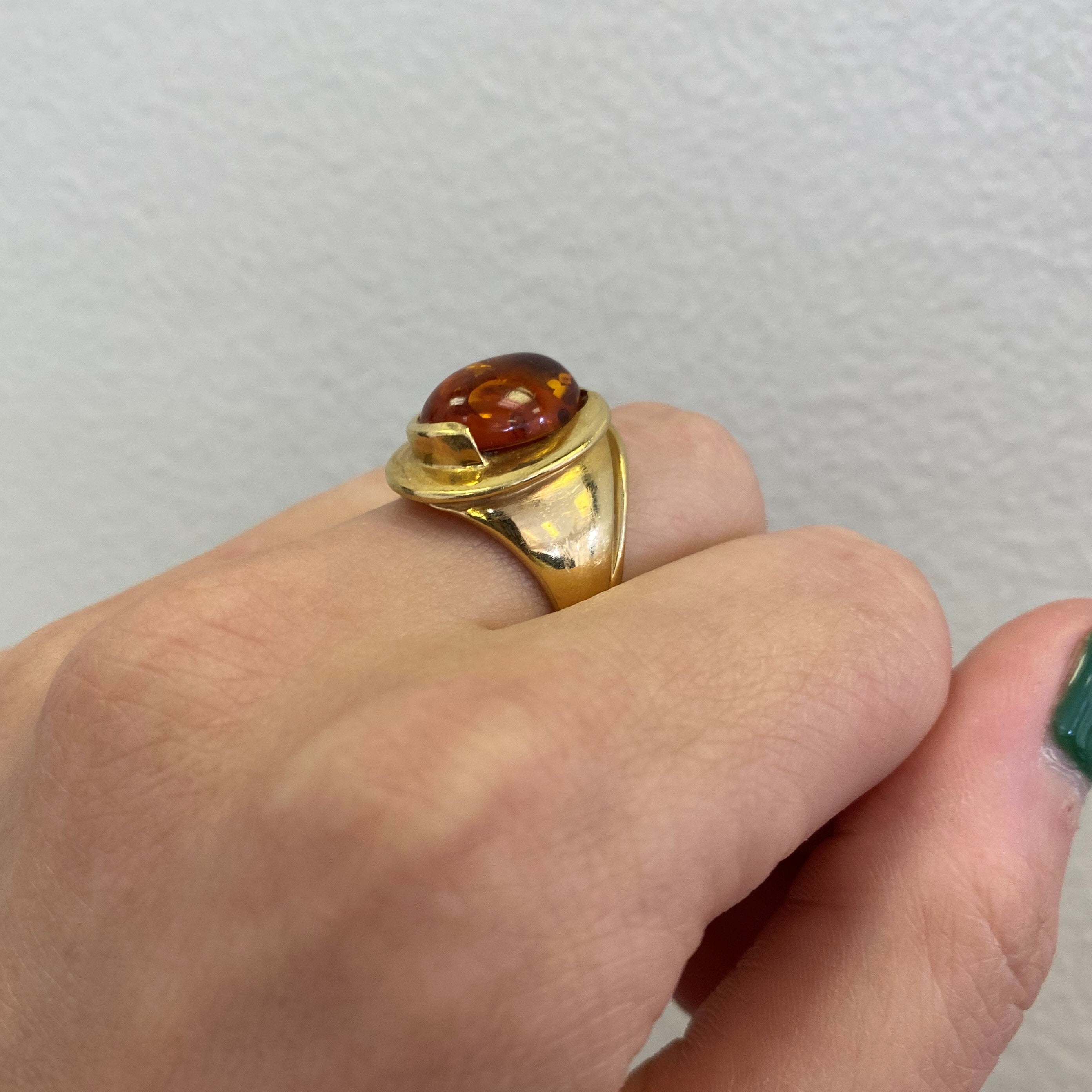 Bezel Set Amber Ring | 2.00ct | SZ 7.75 |