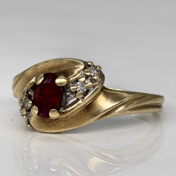 Synthetic Ruby & Diamond Waterfall Ring | 0.25ct, 0.04ctw | SZ 4 |