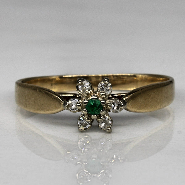 Diamond & Emerald Cluster Ring | 0.06ctw, 0.02ct | SZ 6.5 |