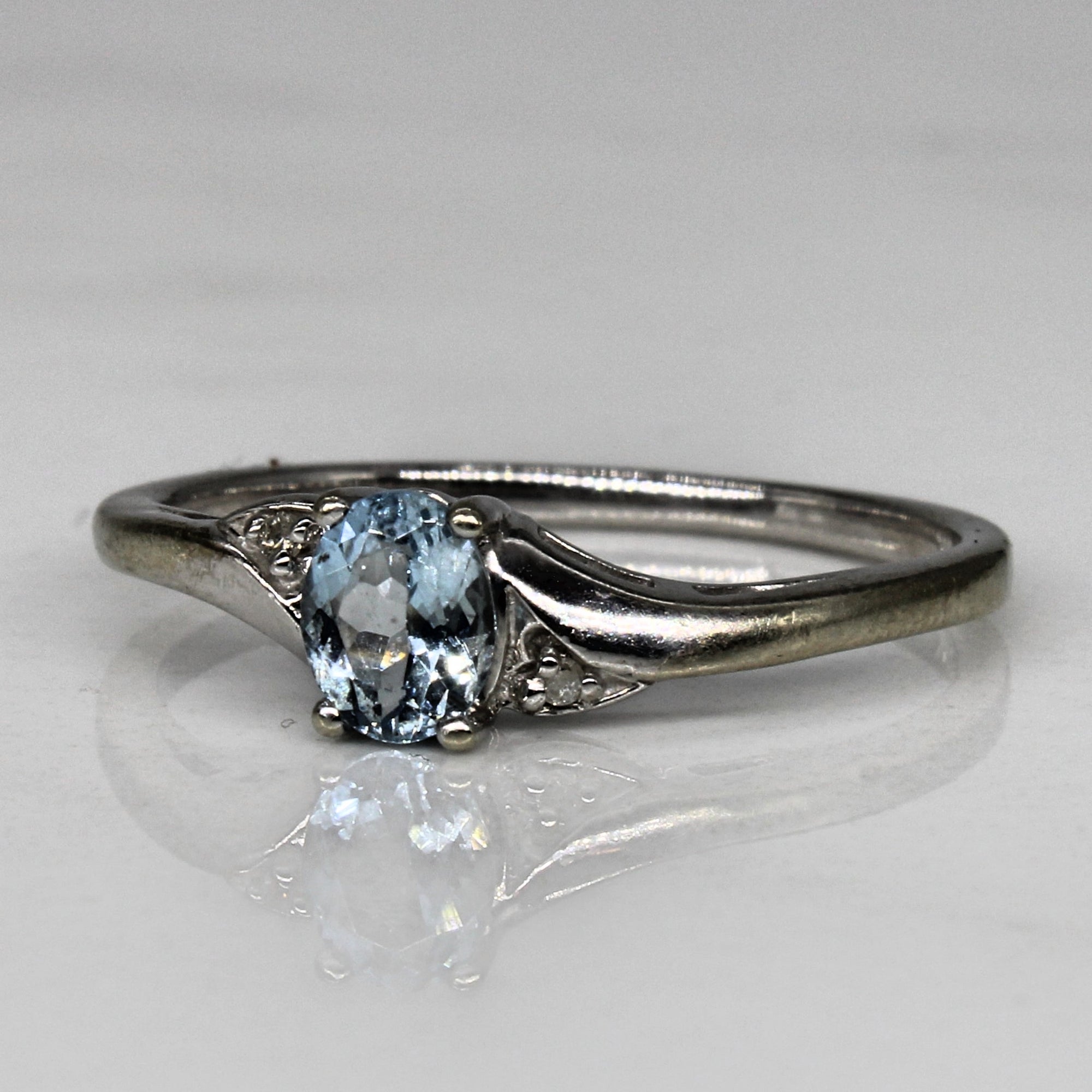 Petite Aquamarine & Diamond Ring | 0.24ct, 0.01ctw | SZ 6.5 |
