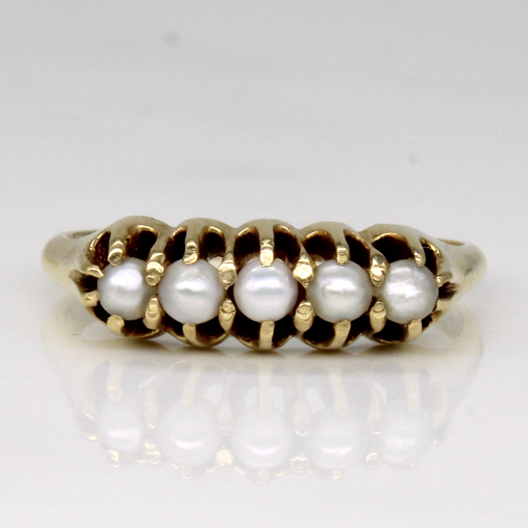 Vintage Five Stone Pearl Ring | SZ 5 |