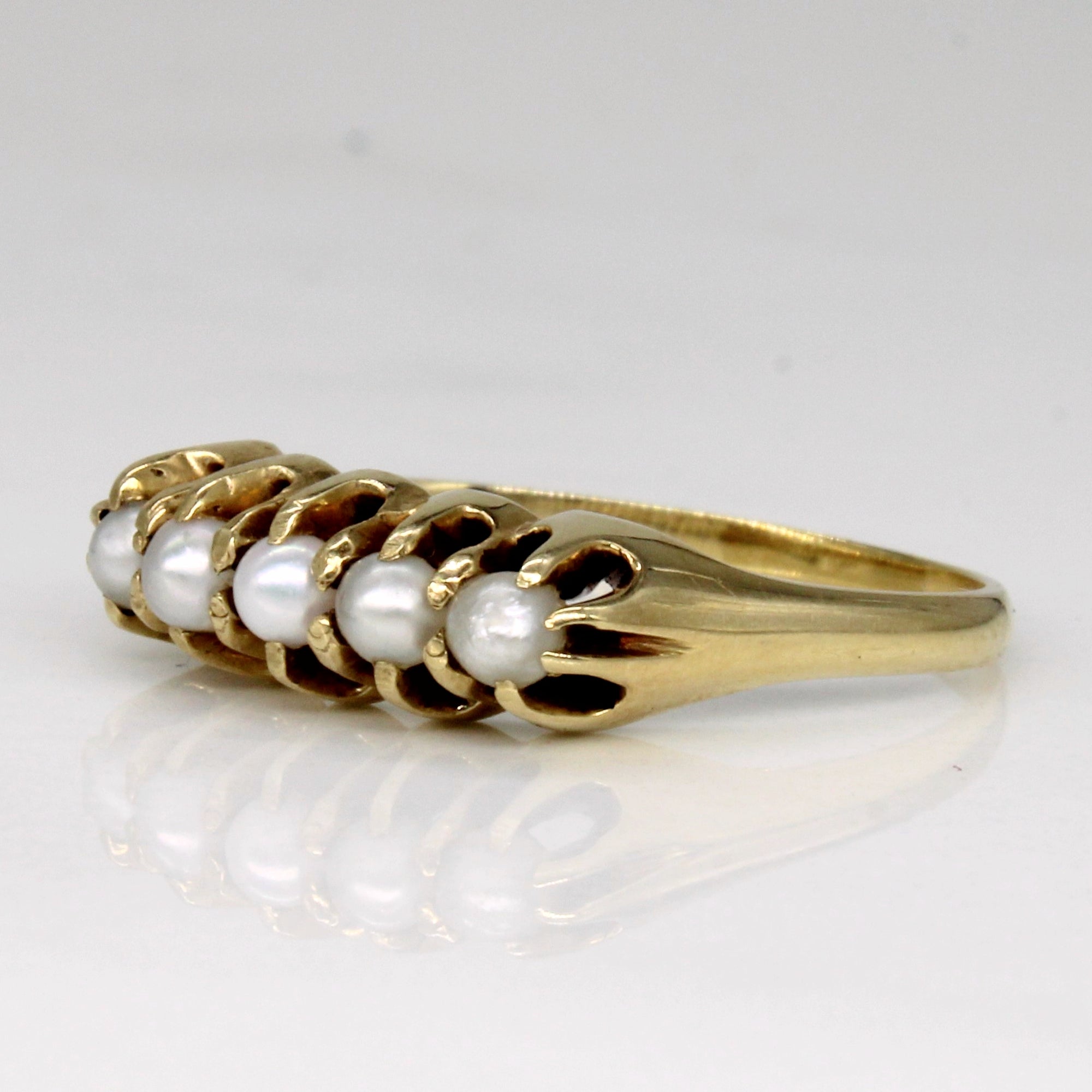Vintage Five Stone Pearl Ring | SZ 5 |