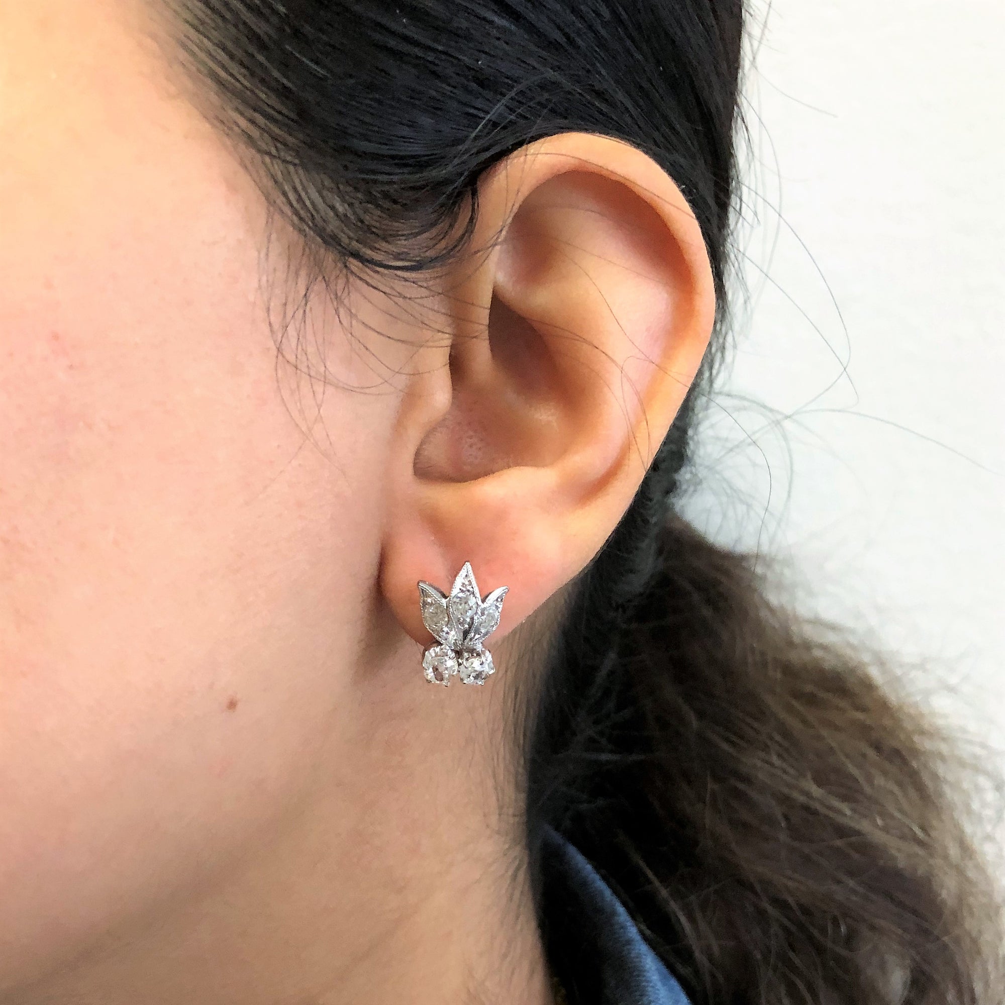 Art Deco Milgrain Old Mine Cut Diamond Earrings | 0.75ctw |