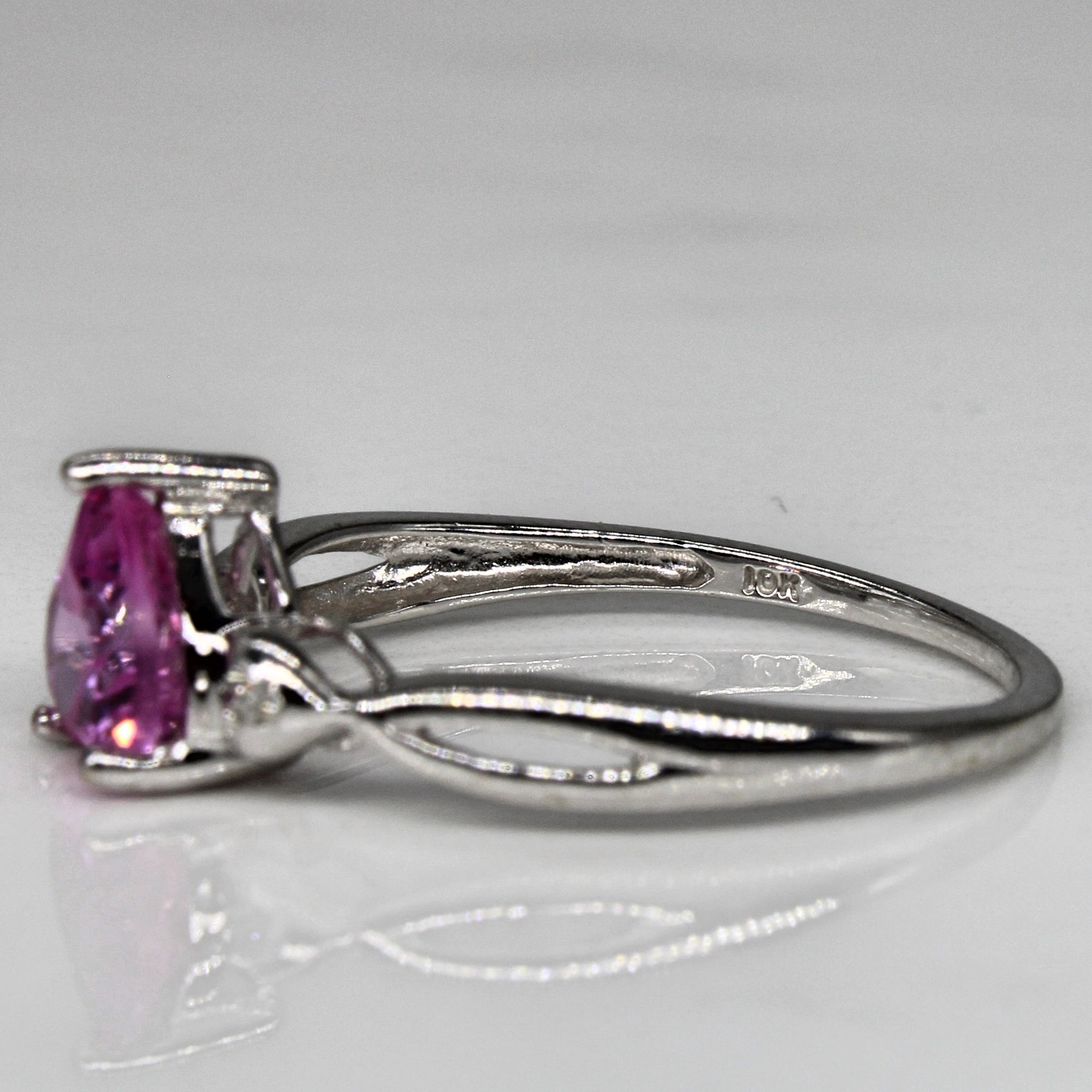 Synthetic Pink Sapphire Heart Ring | 0.90ct, 0.01ctw | SZ 7 |