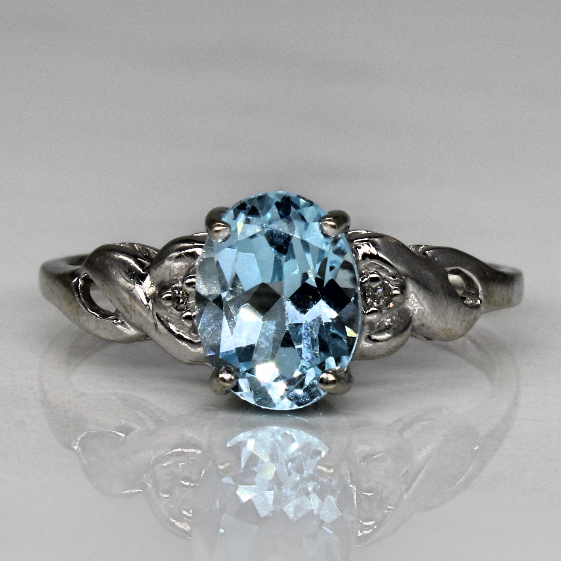 Blue Topaz & Diamond Ring | 1.35ct, 0.01ctw | SZ 6.75 |