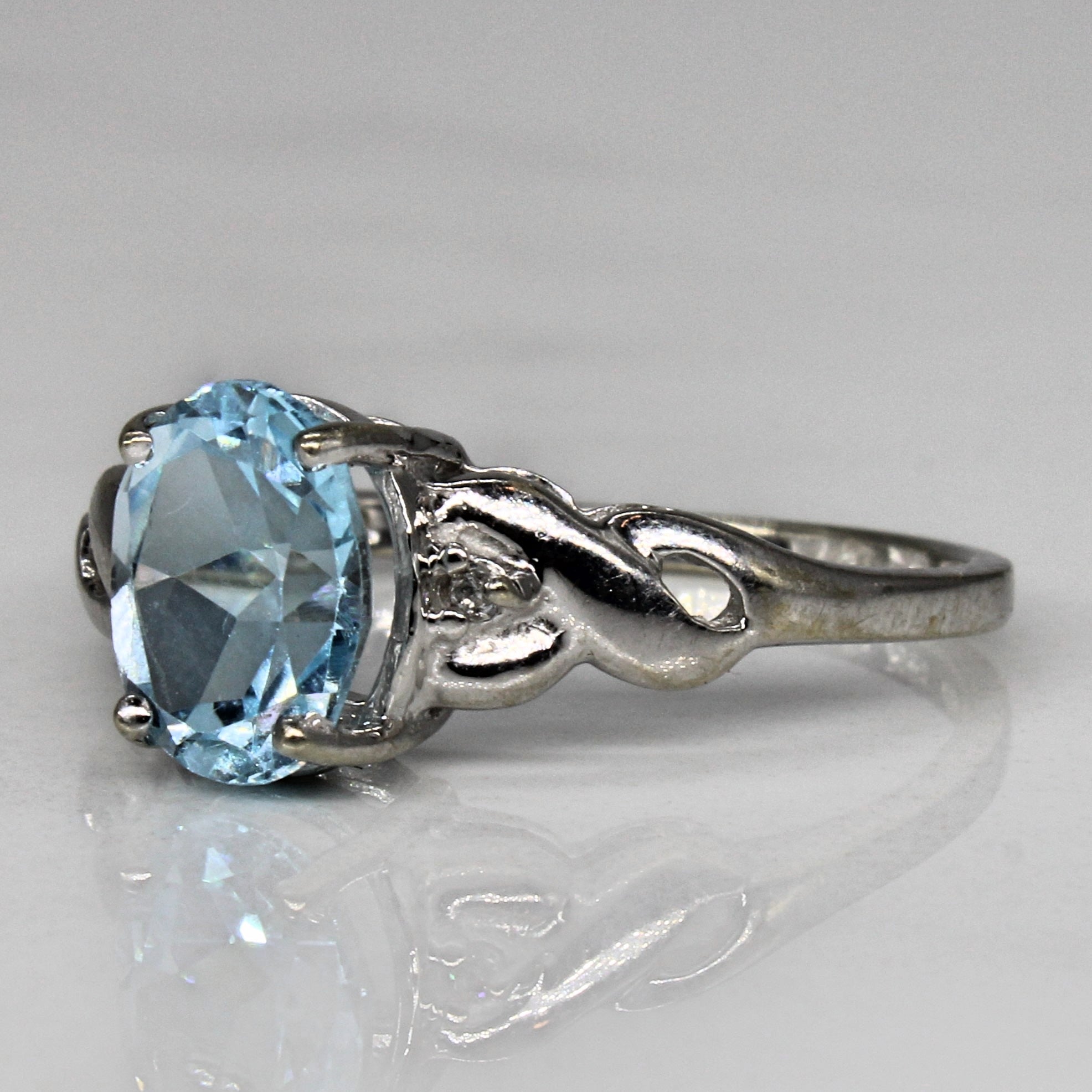 Blue Topaz & Diamond Ring | 1.35ct, 0.01ctw | SZ 6.75 |