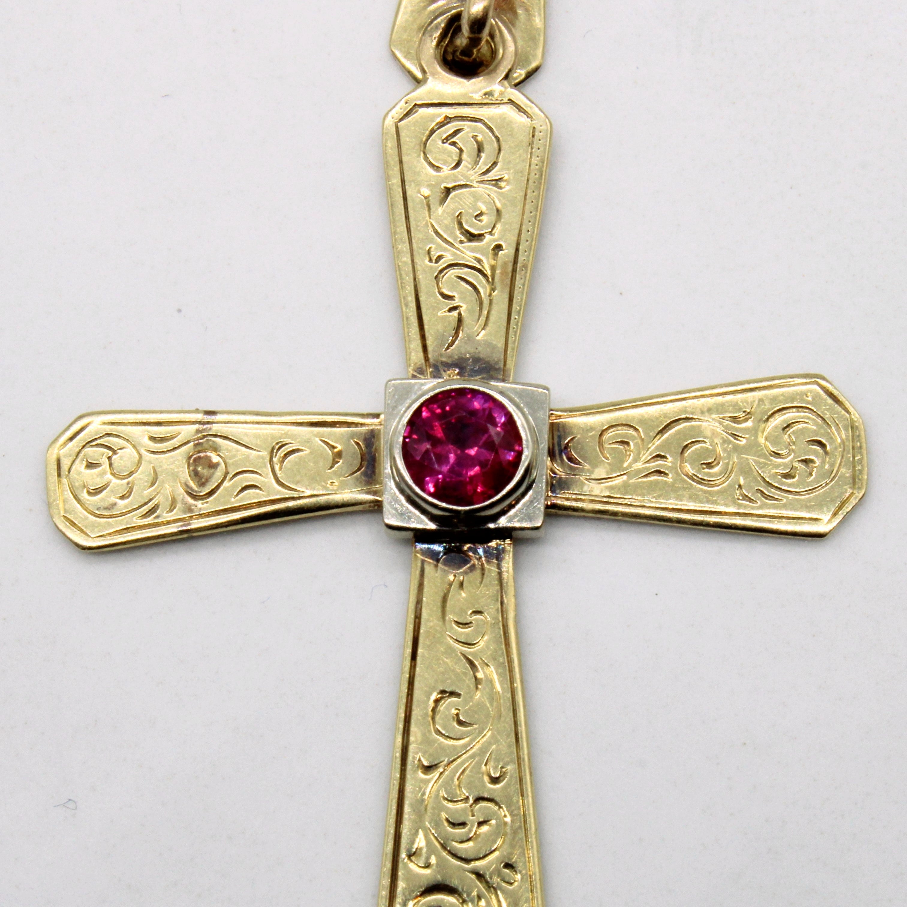 Ornate Ruby Cross Pendant | 0.38ct |