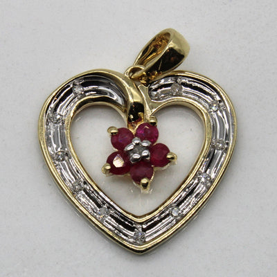 Ruby & Diamond Heart Pendant | 0.15ctw, 0.05ctw |