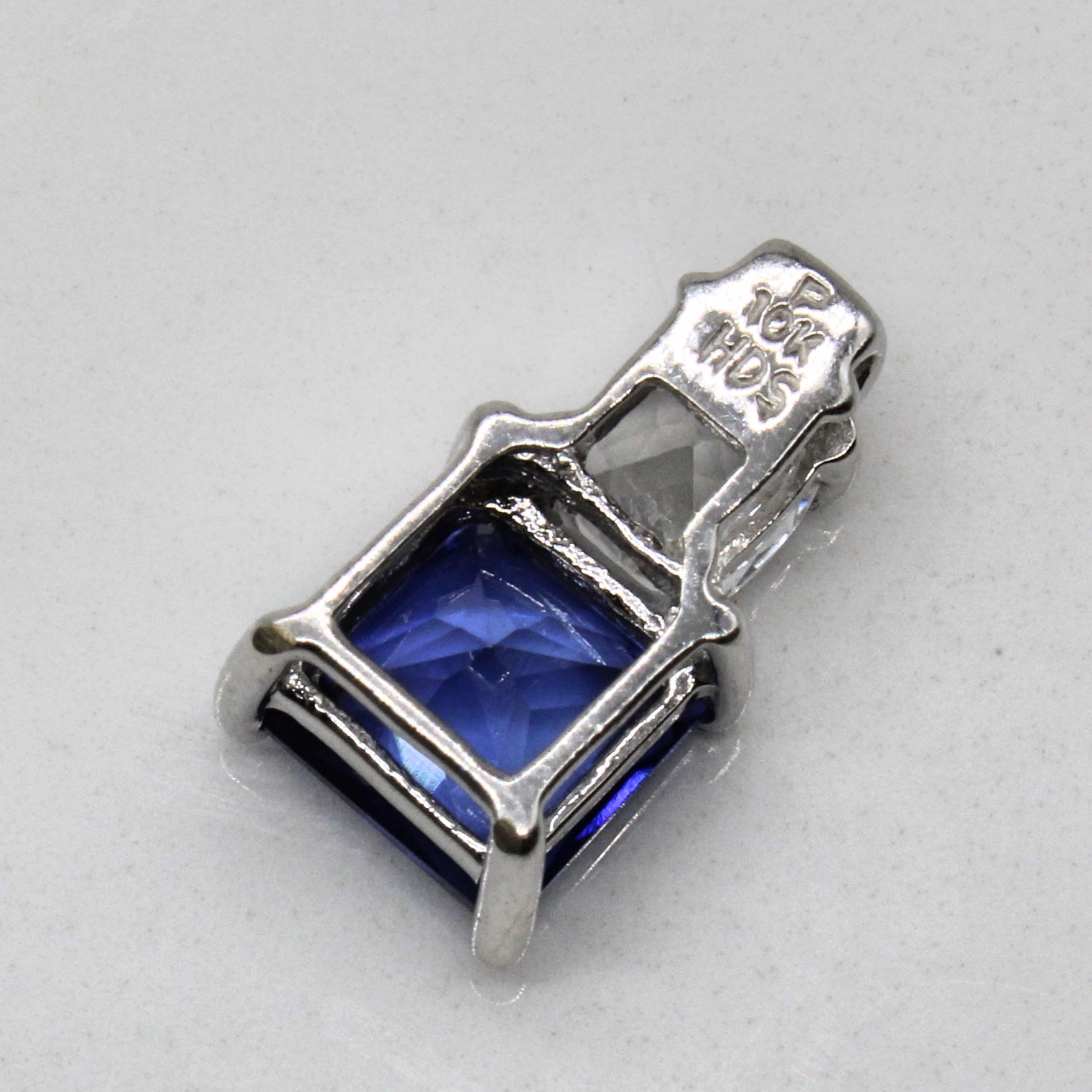 Blue & White Synthetic Sapphire Pendant | 1.57ctw |