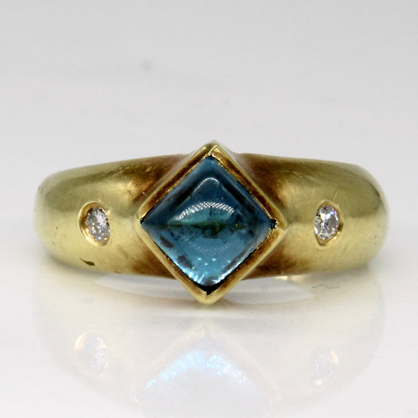 Blue Topaz & Diamond Three Stone Ring | 1.02ct, 0.04ctw | SZ 6 |