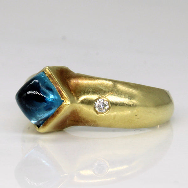 Blue Topaz & Diamond Three Stone Ring | 1.02ct, 0.04ctw | SZ 6 |